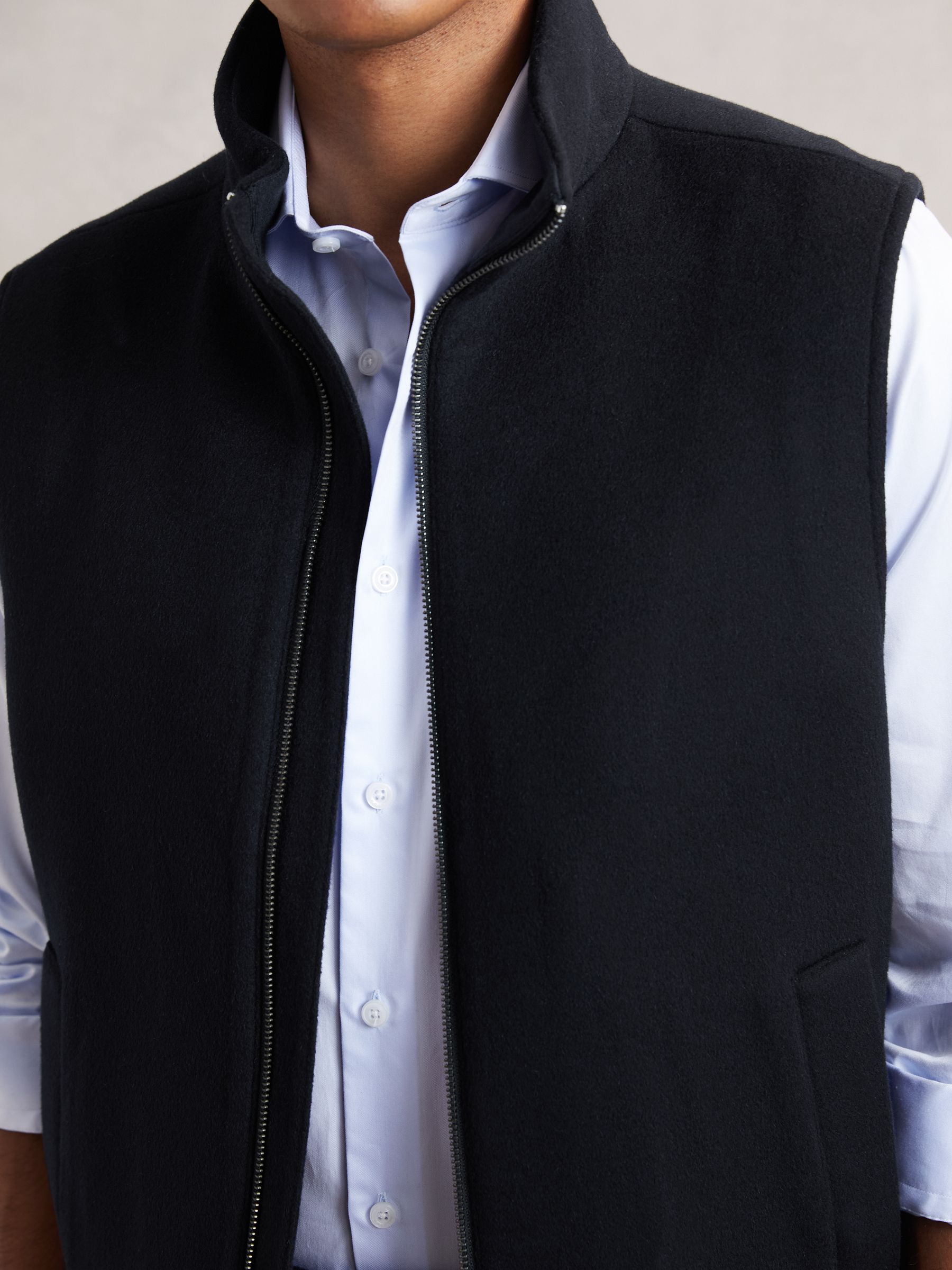 Wool-Blend Funnel-Neck Gilet in Navy - Image 3 of 6