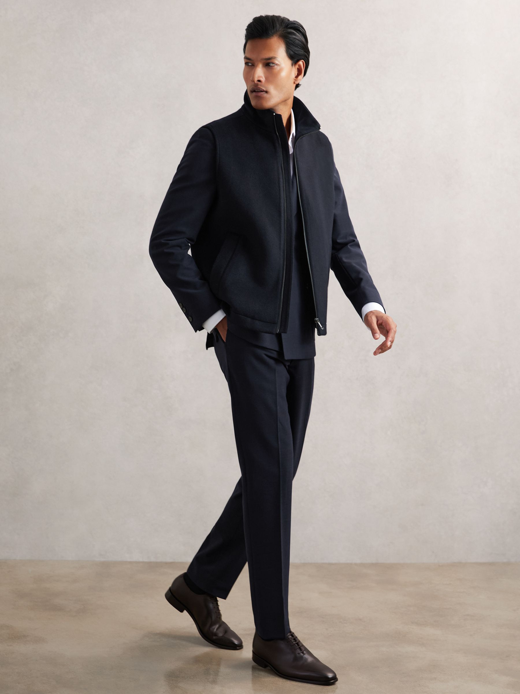 Wool-Blend Funnel-Neck Gilet in Navy - Image 4 of 6