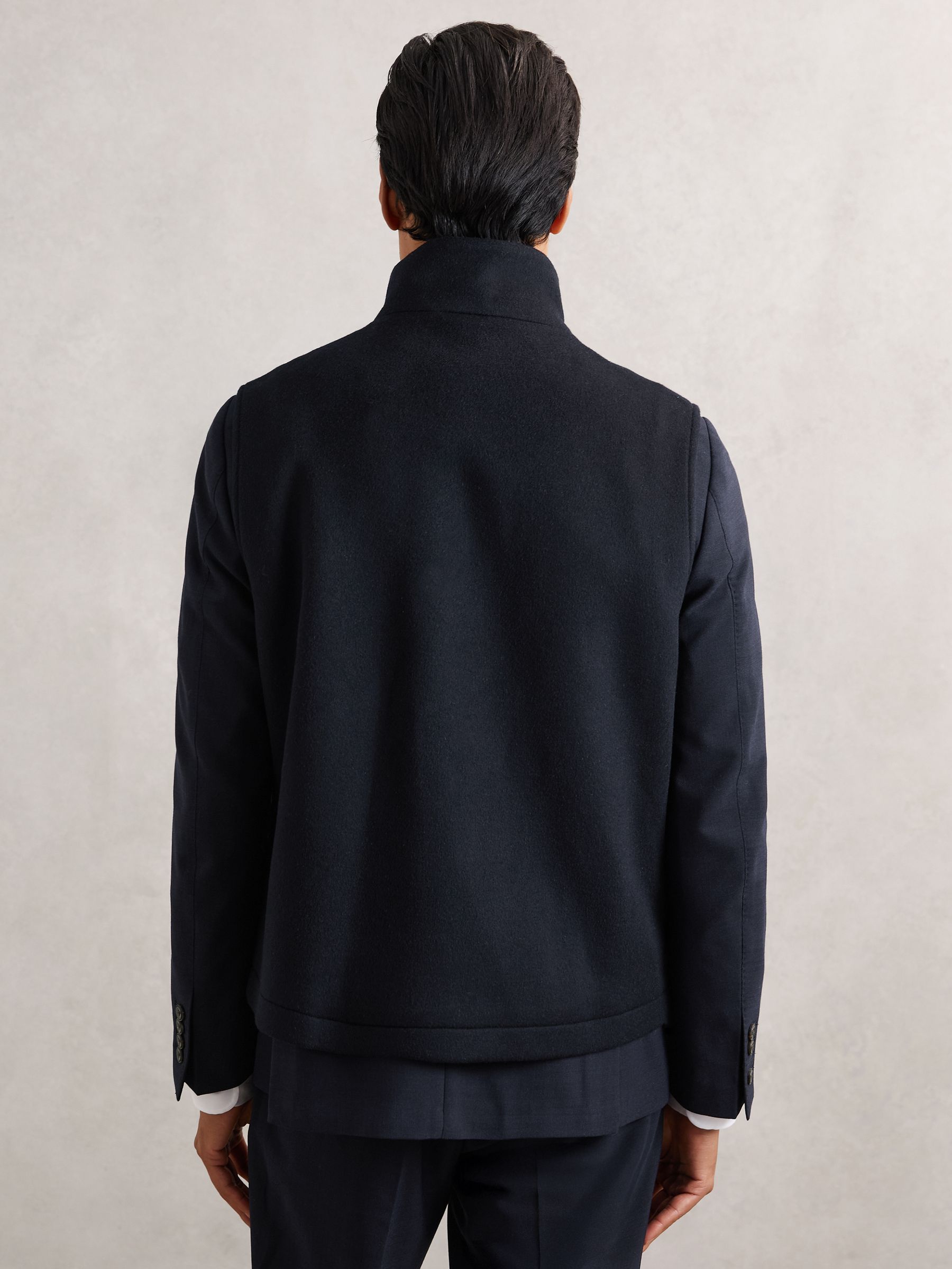Wool-Blend Funnel-Neck Gilet in Navy - Image 5 of 6