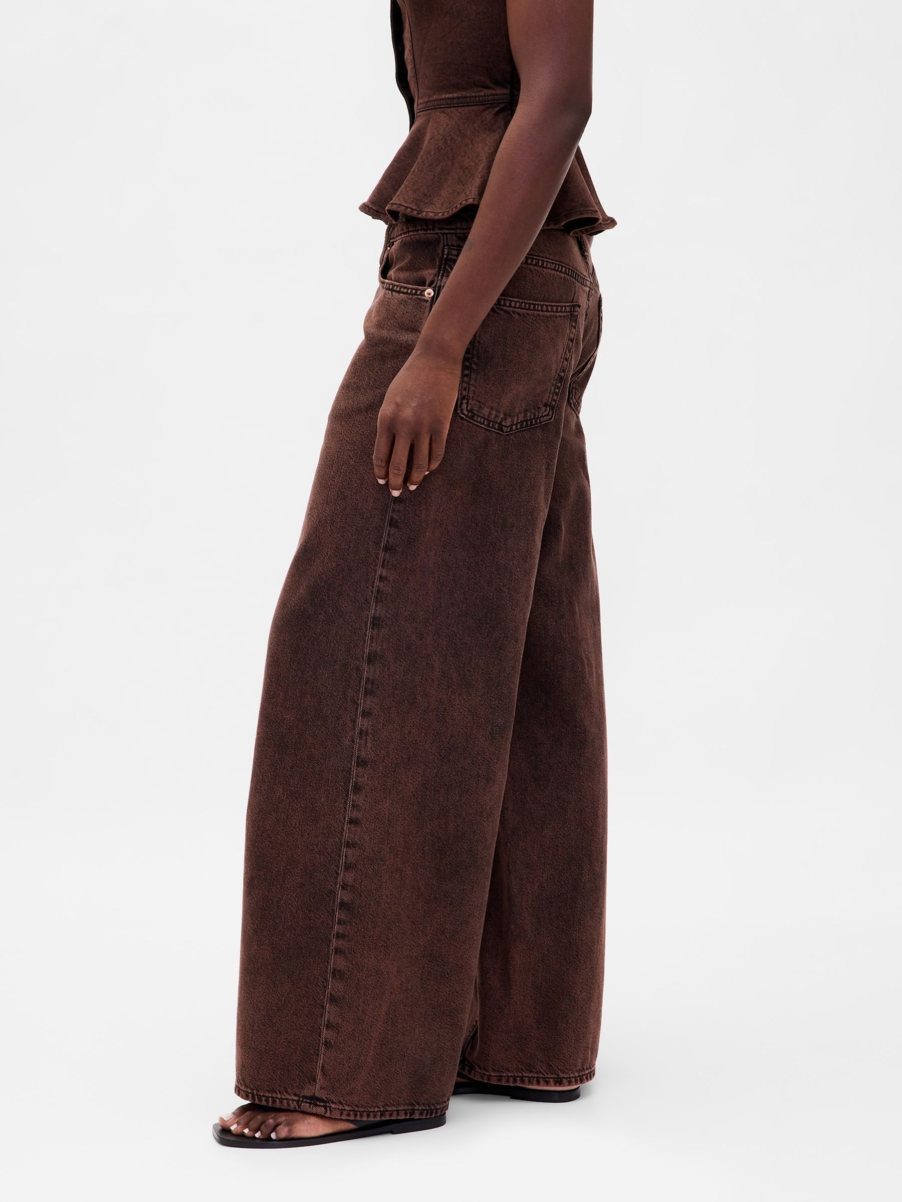 Brown Mid Waisted Ultra Soft Baggy Jeans - Image 3 of 6