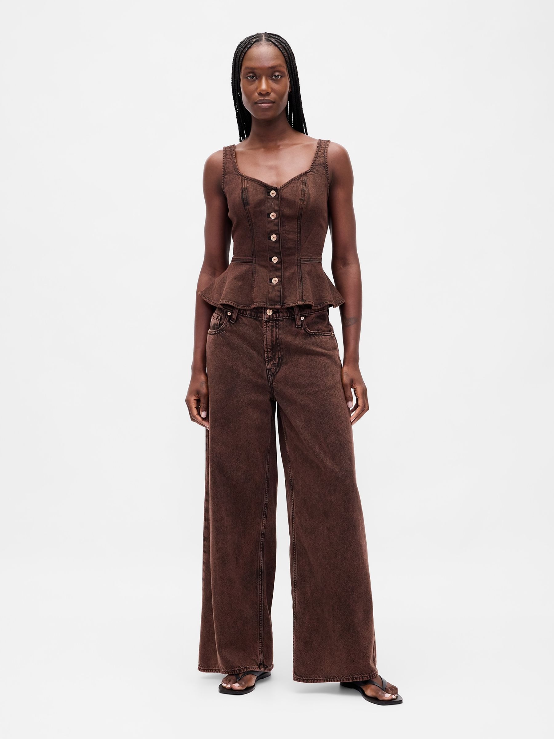 Brown Mid Waisted Ultra Soft Baggy Jeans - Image 4 of 6
