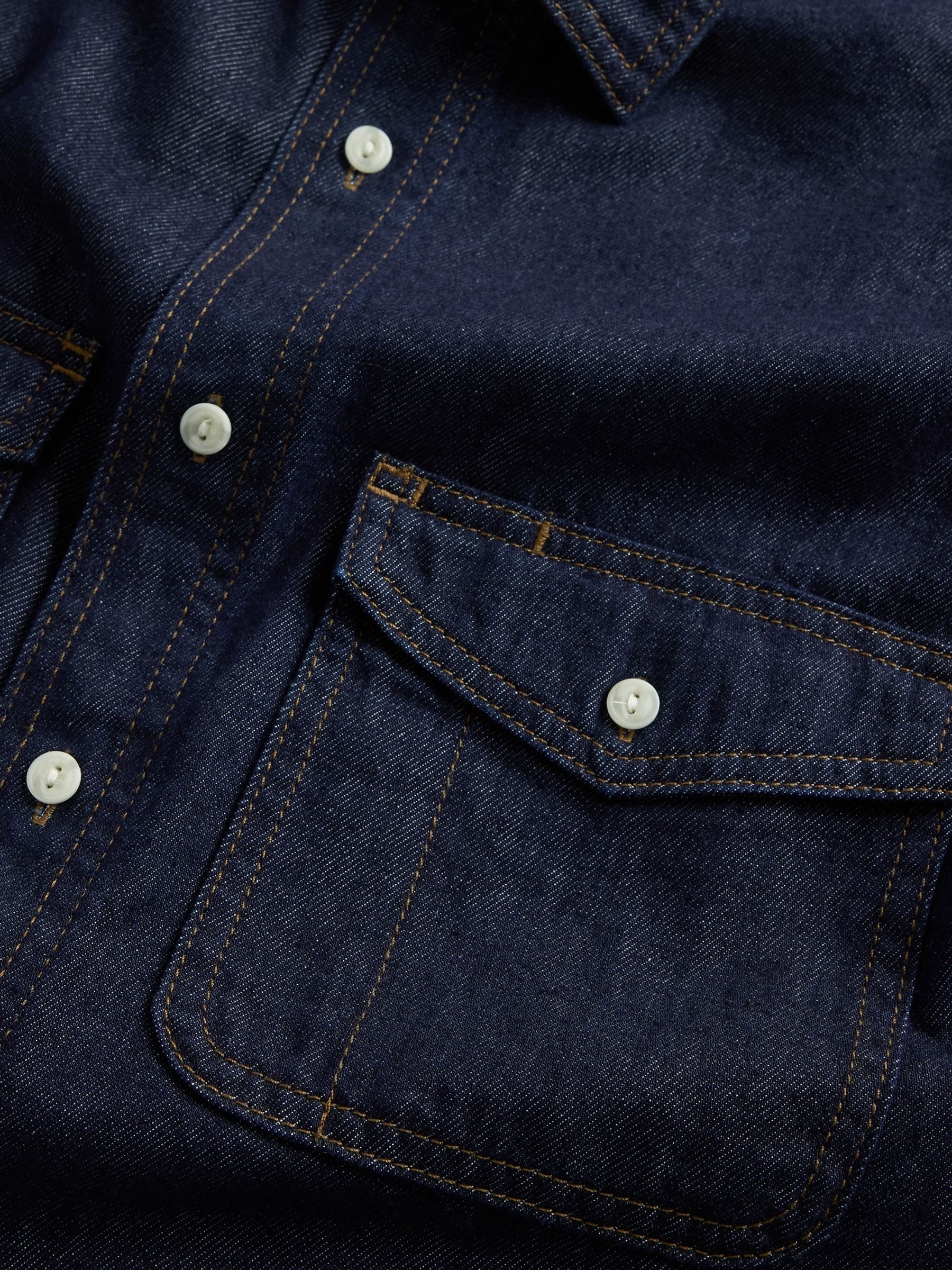 Dark Indigo Blue UltraSoft Denim Relaxed Shirt - Image 4 of 4