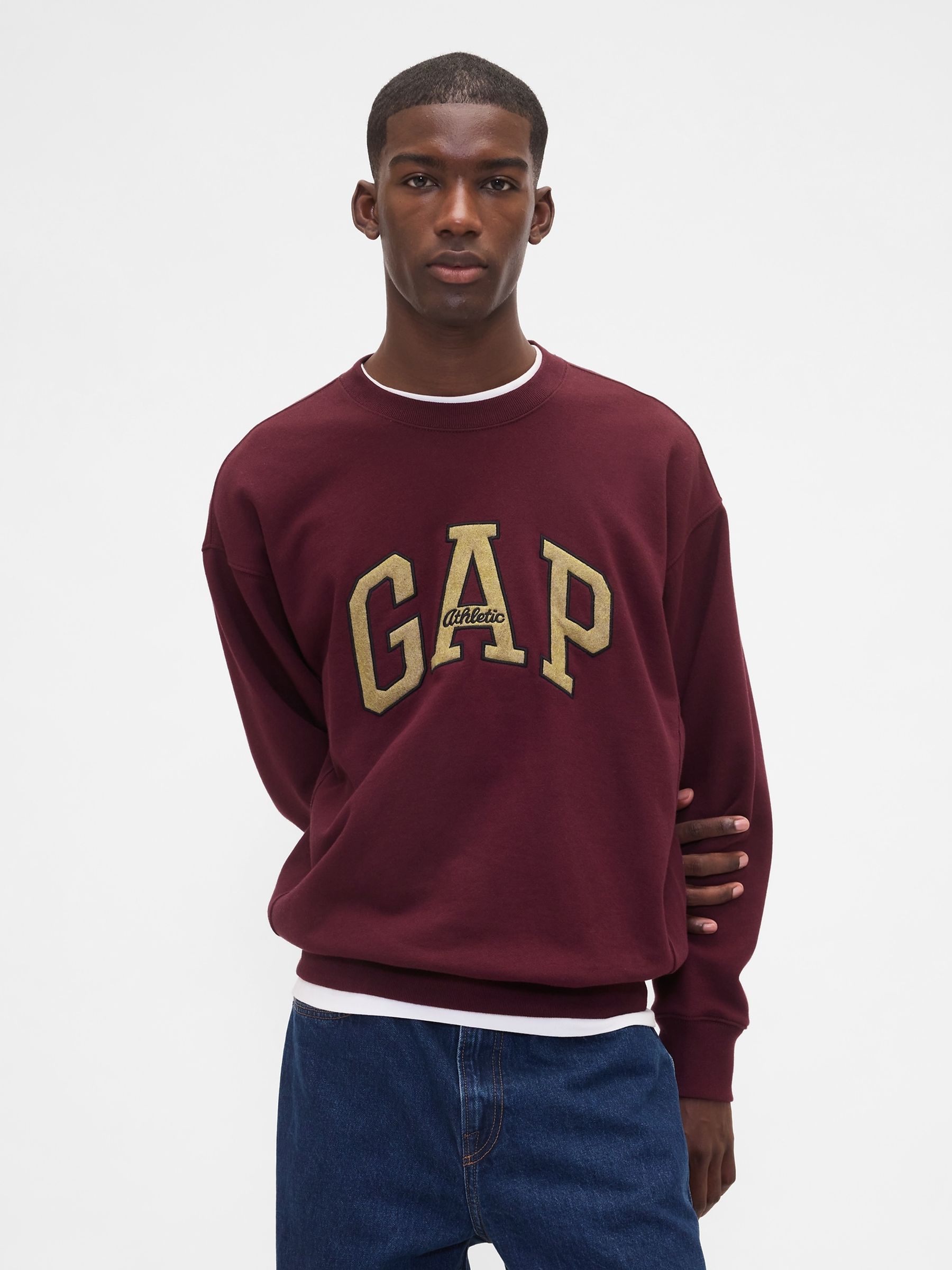 Burgundy Red Oversized Heavyweight Logo Sweatshirt - Image 1 of 4