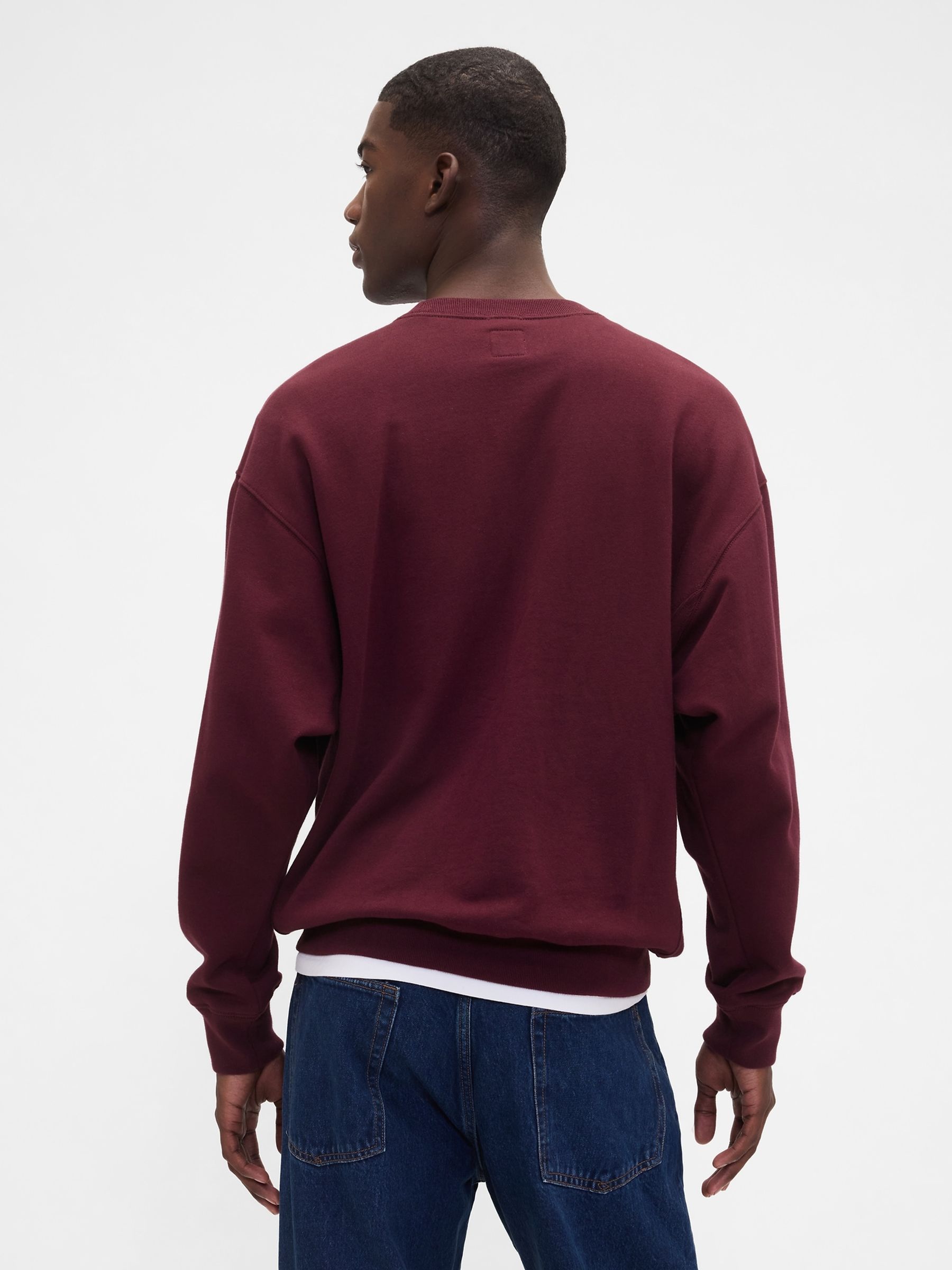 Burgundy Red Oversized Heavyweight Logo Sweatshirt - Image 2 of 4