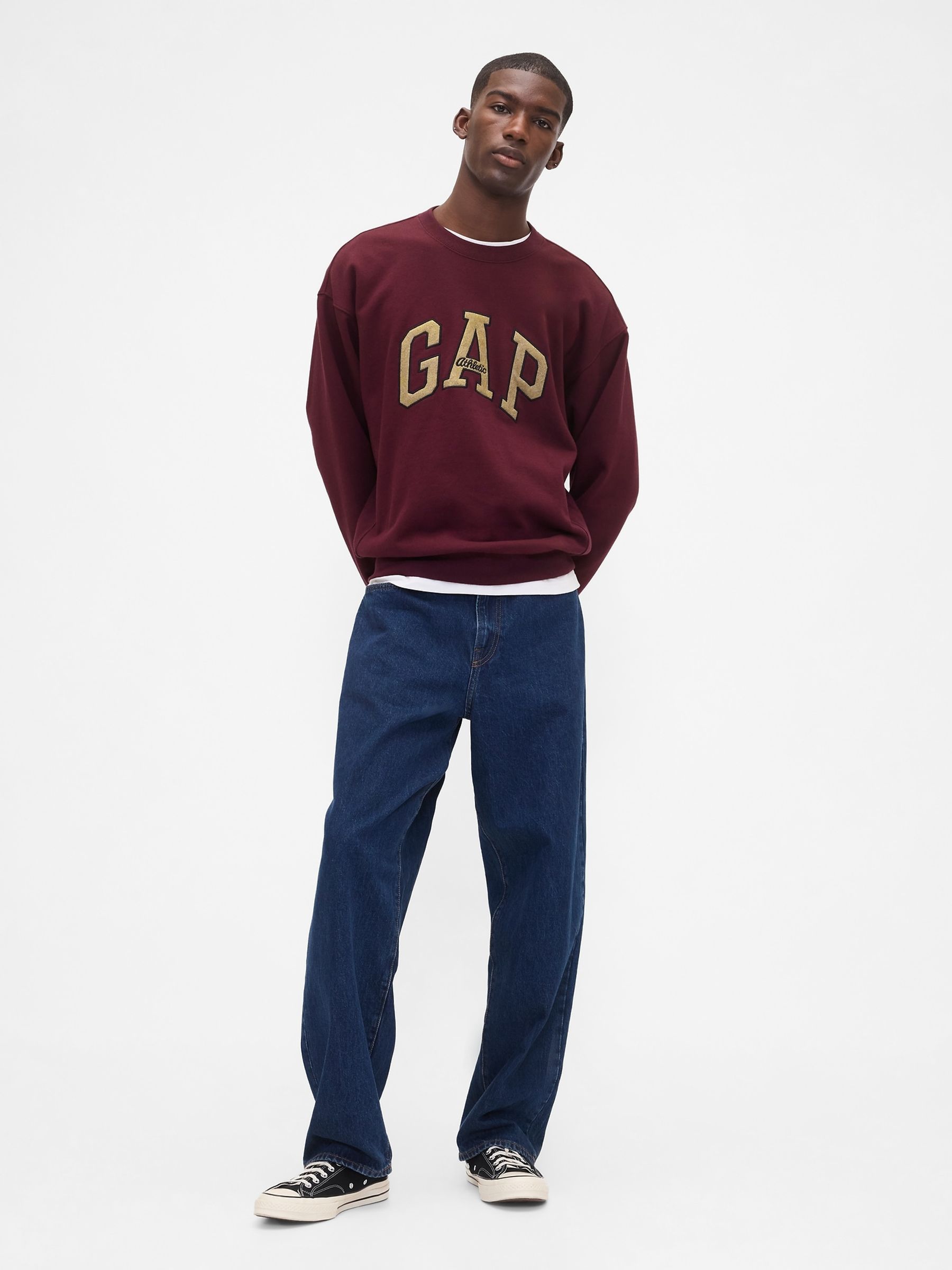 Burgundy Red Oversized Heavyweight Logo Sweatshirt - Image 3 of 4