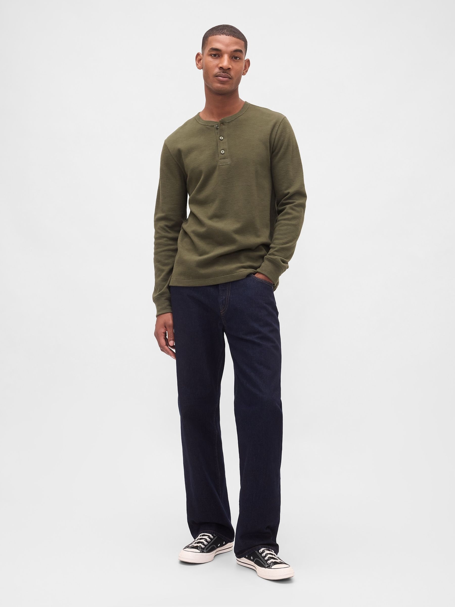 Green Double-Knit Henley T-Shirt - Image 3 of 4