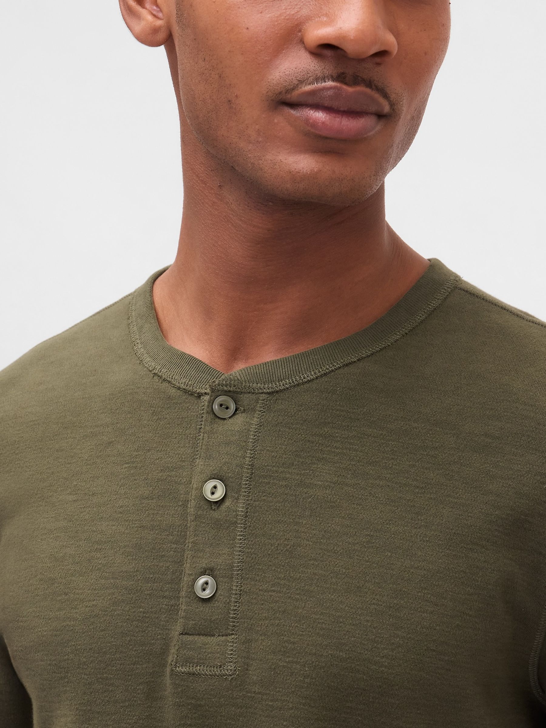 Green Double-Knit Henley T-Shirt - Image 4 of 4