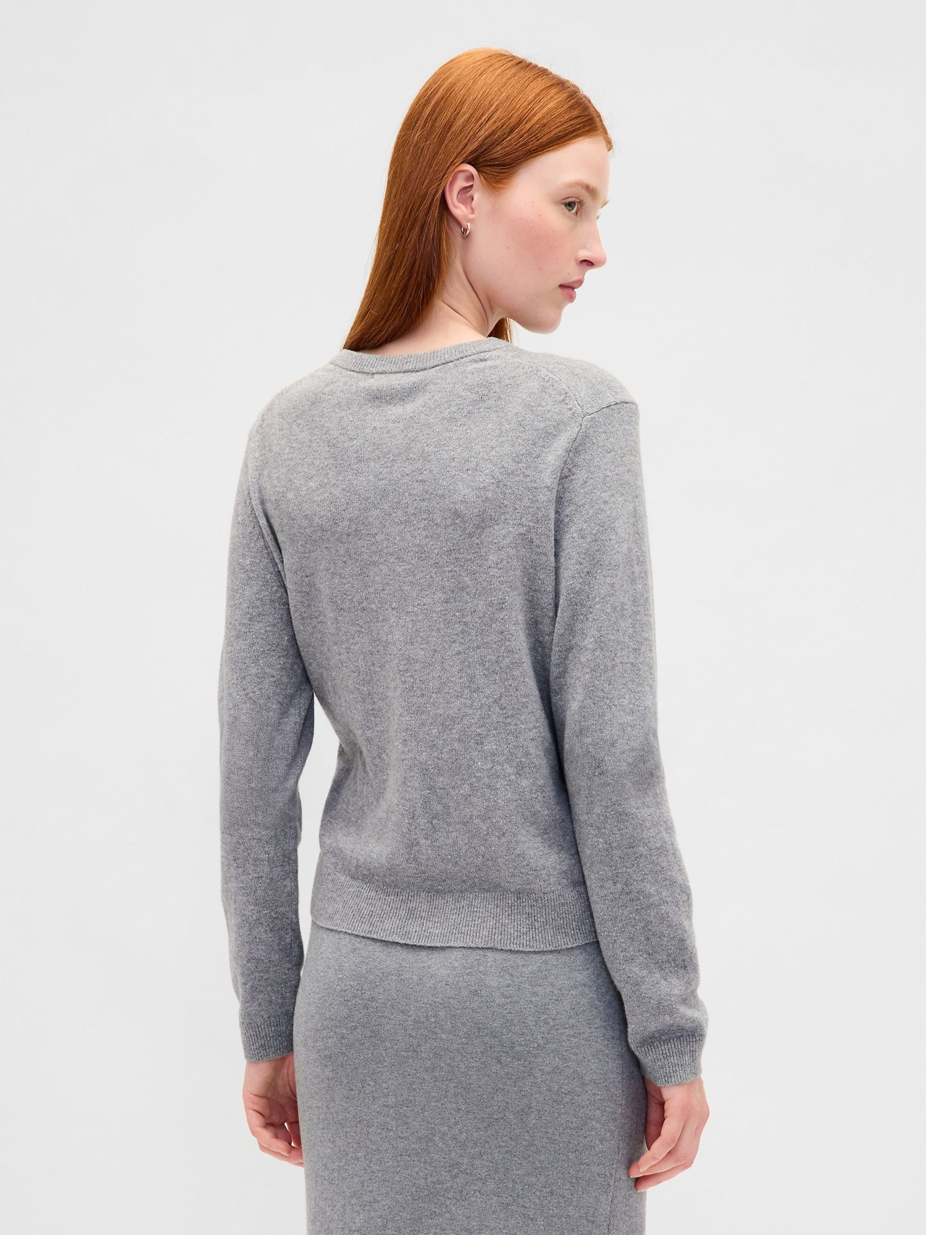 Light Grey CashSoft Crew Neck Cardigan | Gap