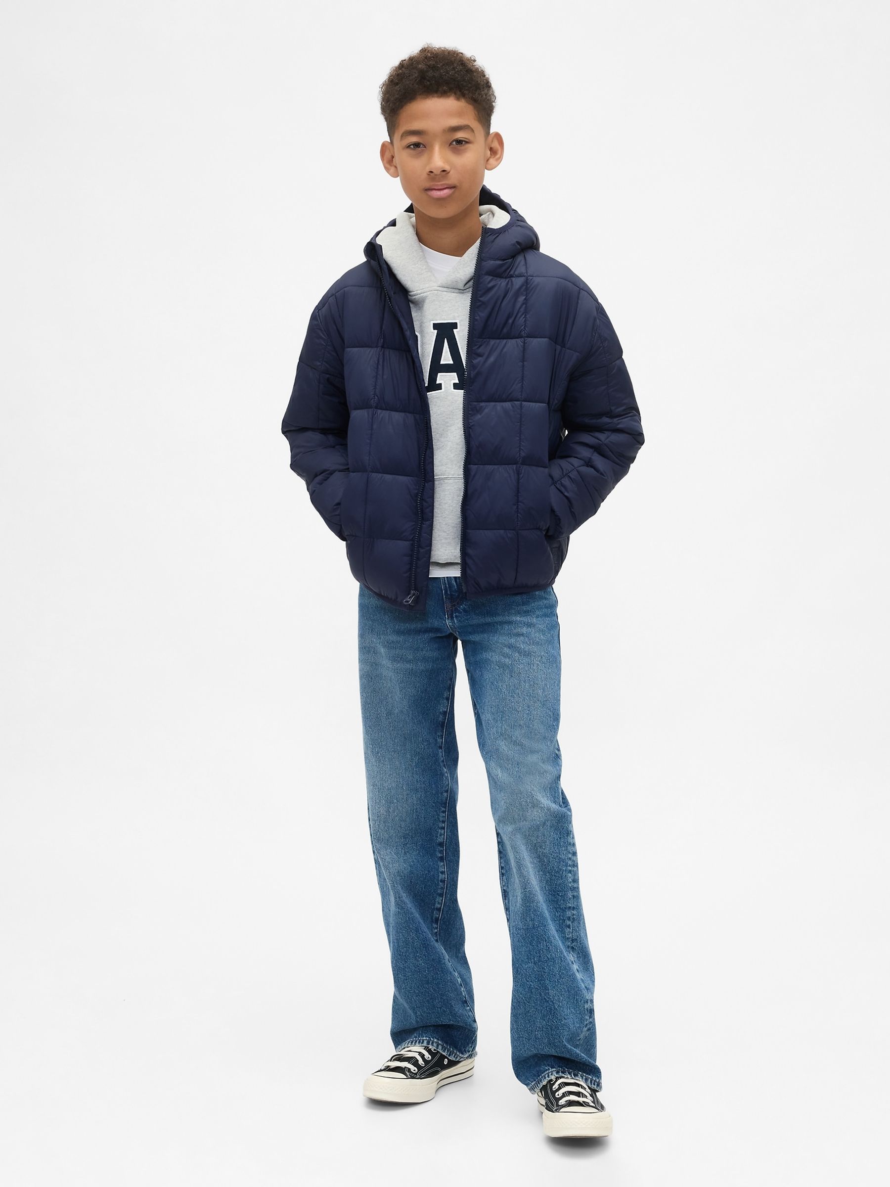 Navy Blue Lightweight Puffer Jacket (4-13yrs) - Image 3 of 5