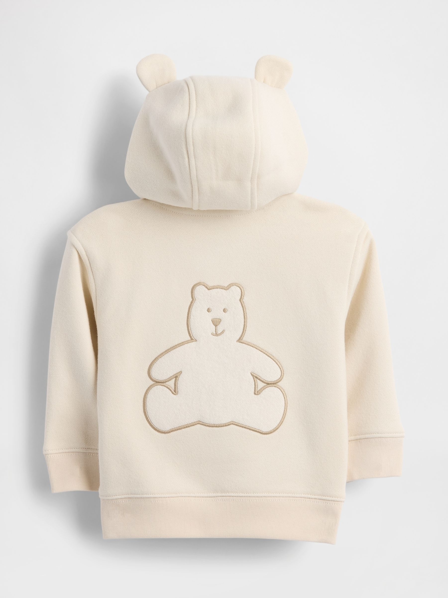 Cream Vintage Soft Bear Logo Zip Hoodie (Newborn-24mths) - Image 2 of 3
