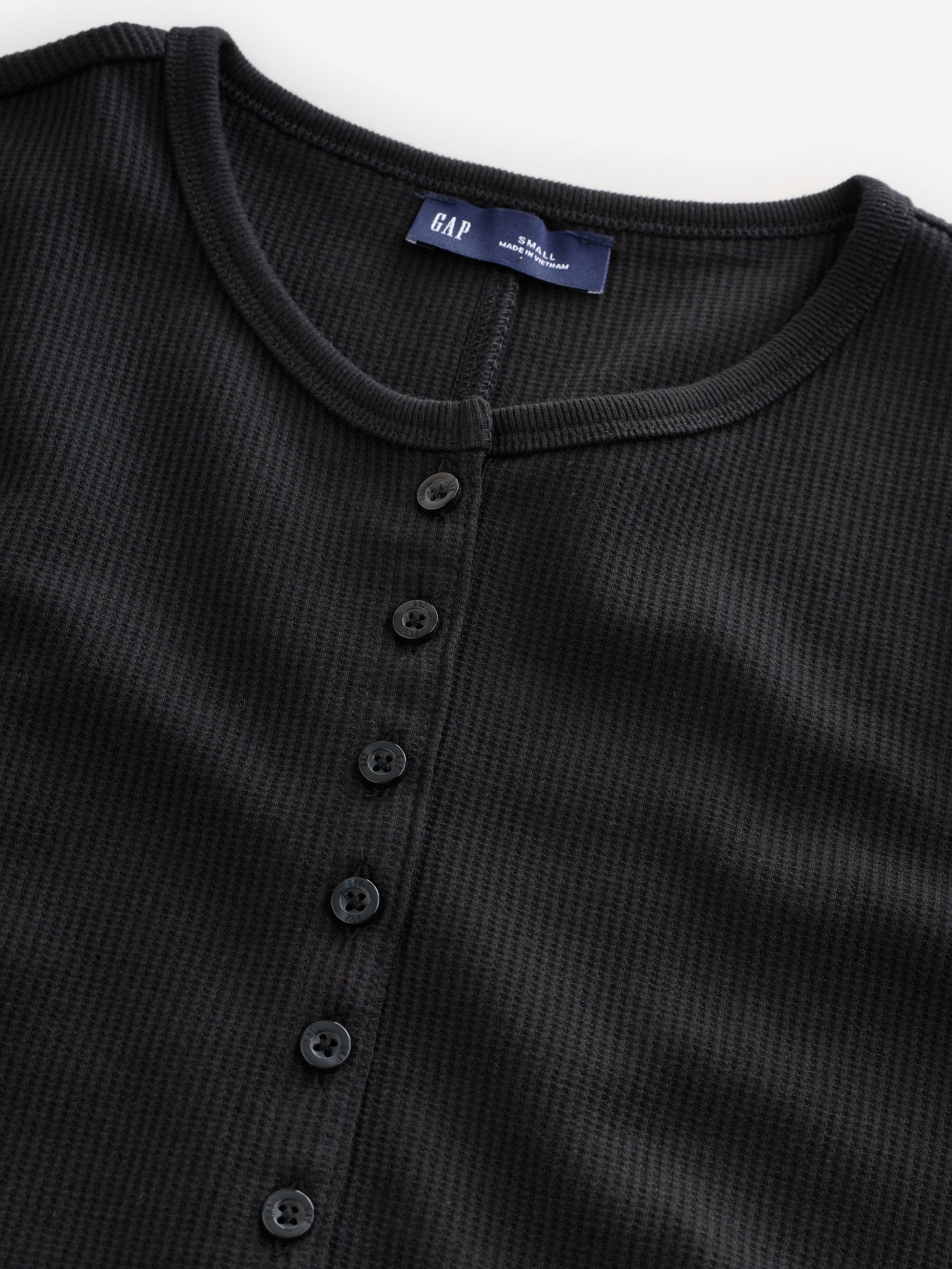 Black Modern Rib Short Sleeve Henley T-Shirt - Image 3 of 5