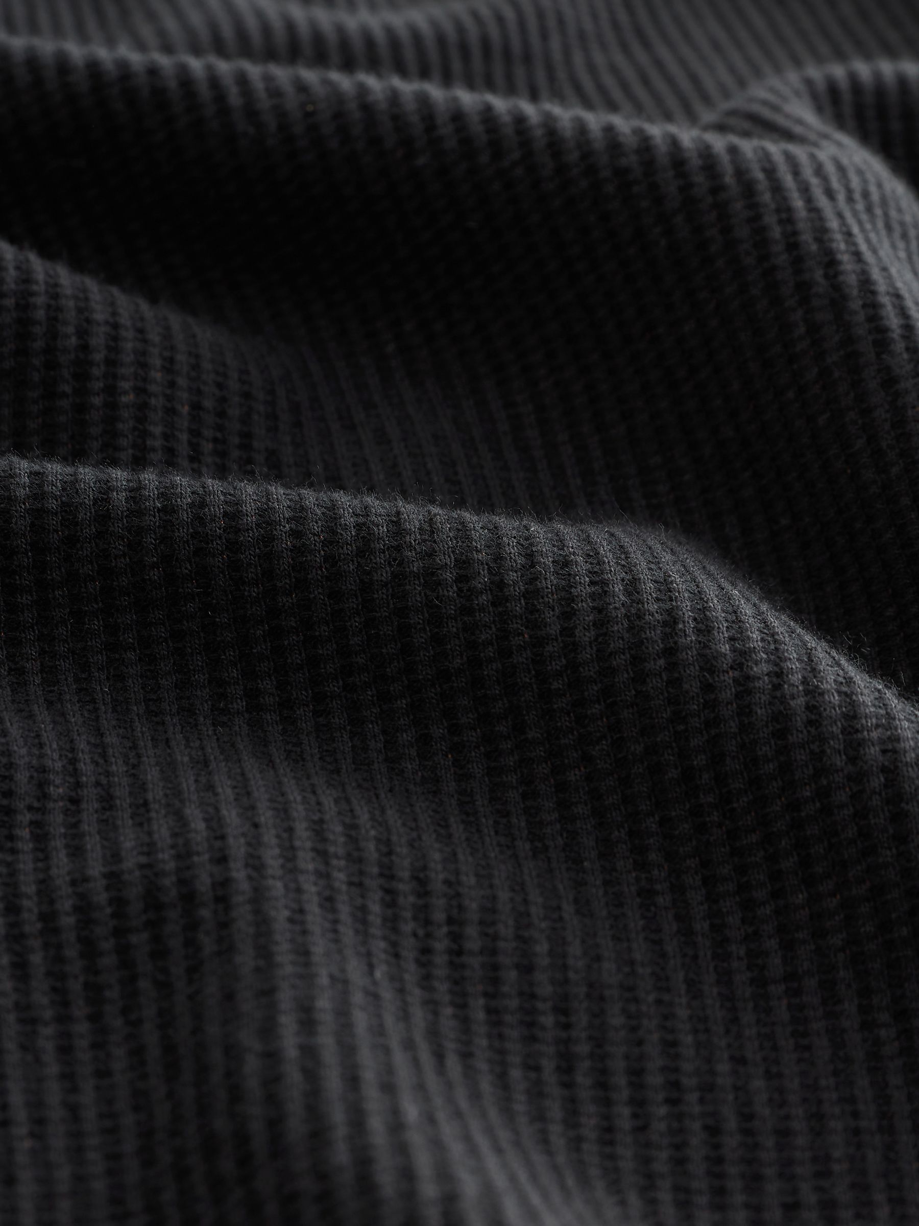 Black Modern Rib Short Sleeve Henley T-Shirt - Image 5 of 5