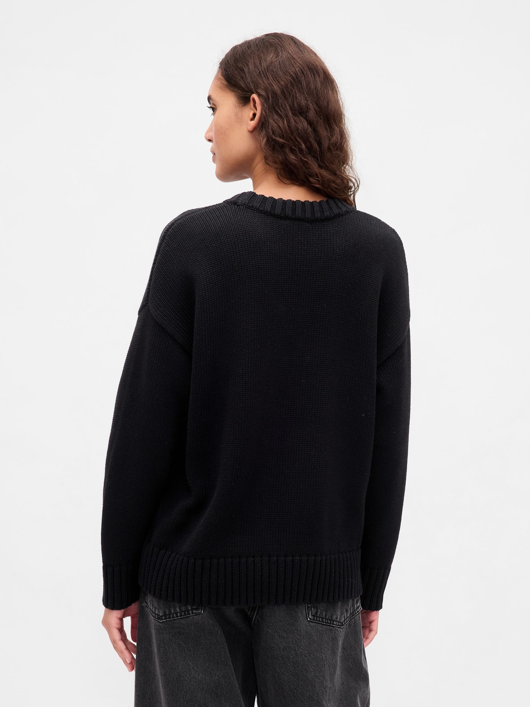 Black Cotton Oversized Jumper - Image 2 of 4