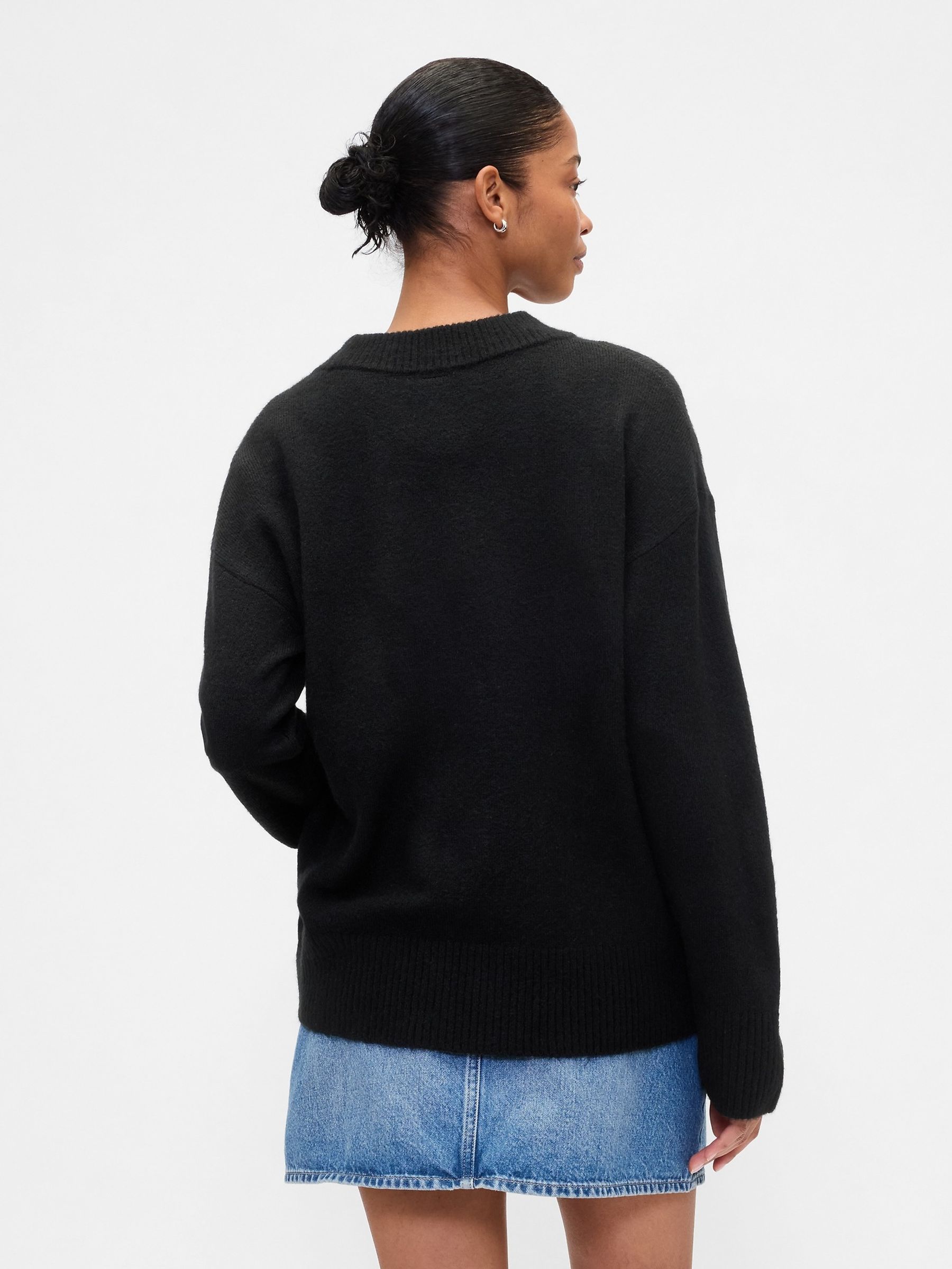 Black V-Neck Sweatshirt - Image 2 of 5