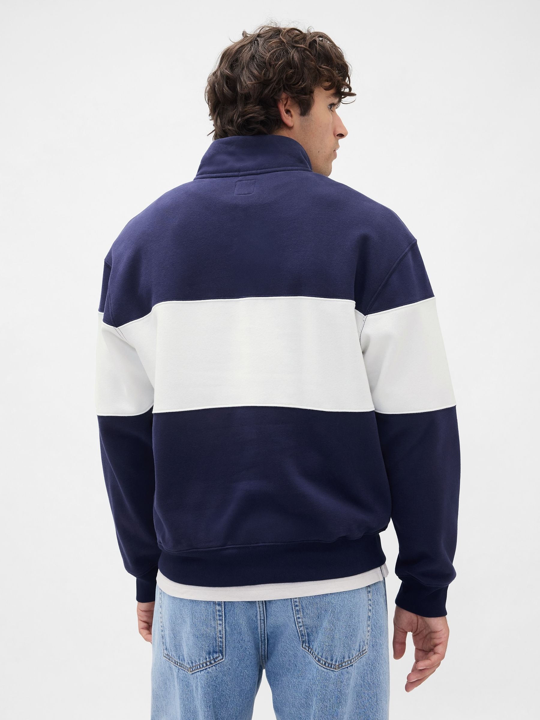 Blue VintageSoft Colourblock Logo Half Zip Pullover Sweatshirt - Image 2 of 4