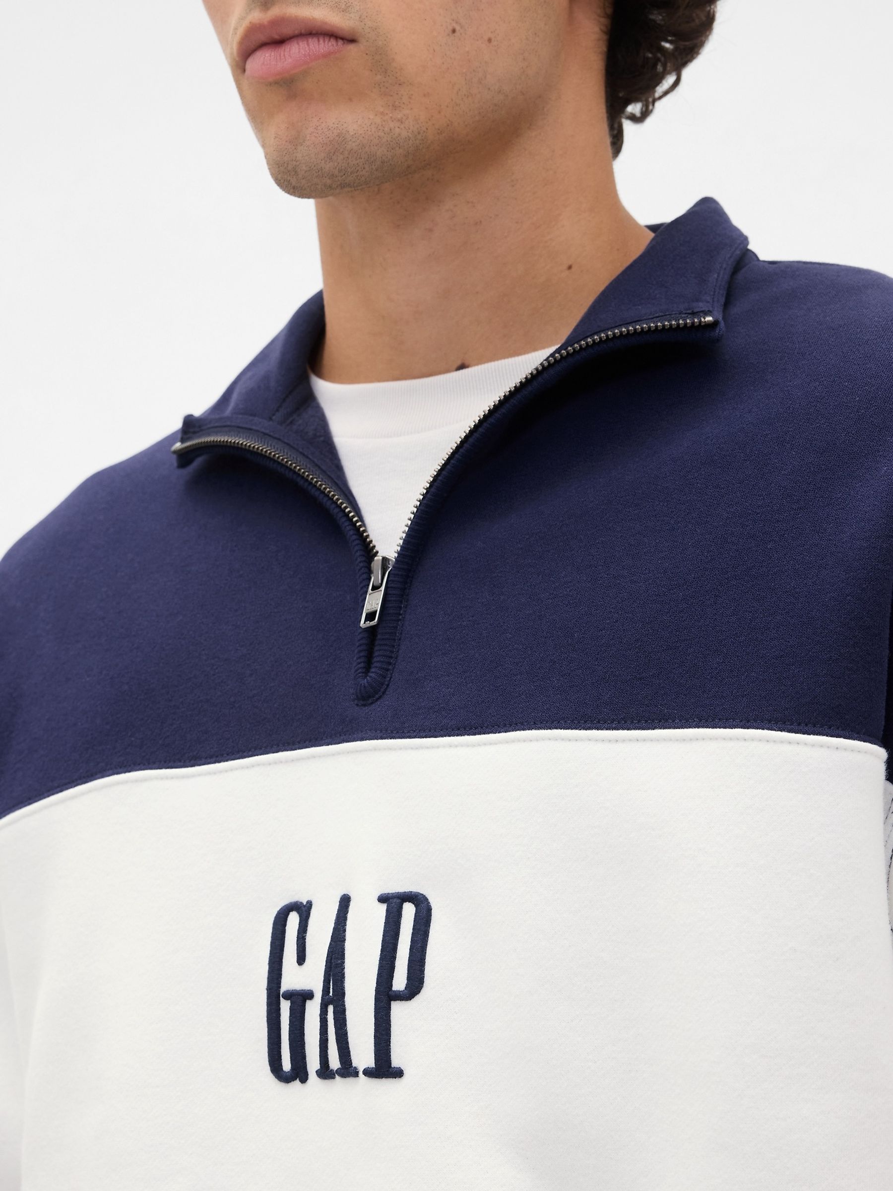 Blue VintageSoft Colourblock Logo Half Zip Pullover Sweatshirt - Image 4 of 4