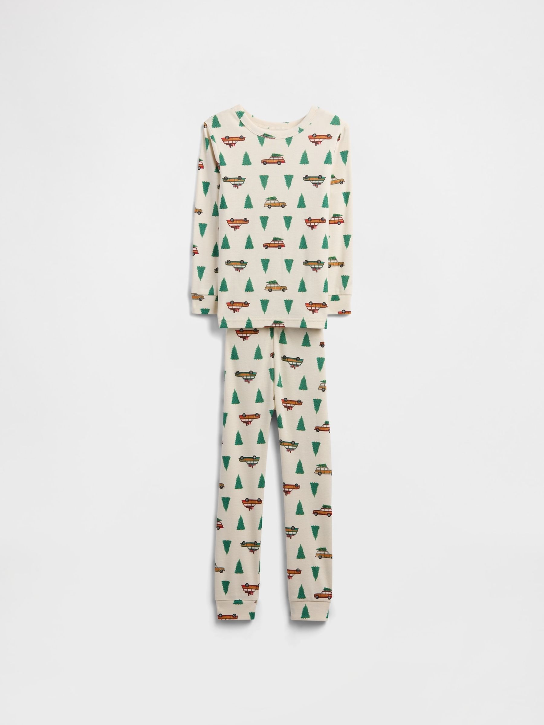 Cream Cotton X-Mas Tree Pyjamas Set (6mths-5yrs) - Image 1 of 3 Cream Cotton X-Mas Tree Pyjamas Set (6mths-5yrs) - Image 1 of 3
