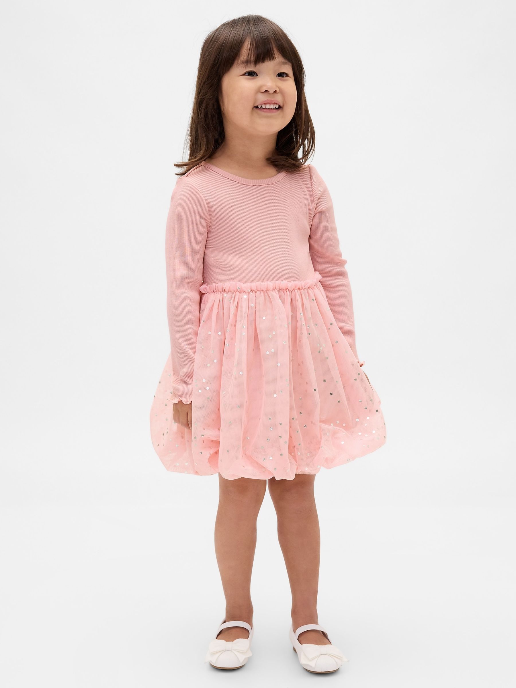 Pink Mixed Media Bubble Dress (6mths-5yrs) - Image 1 of 4