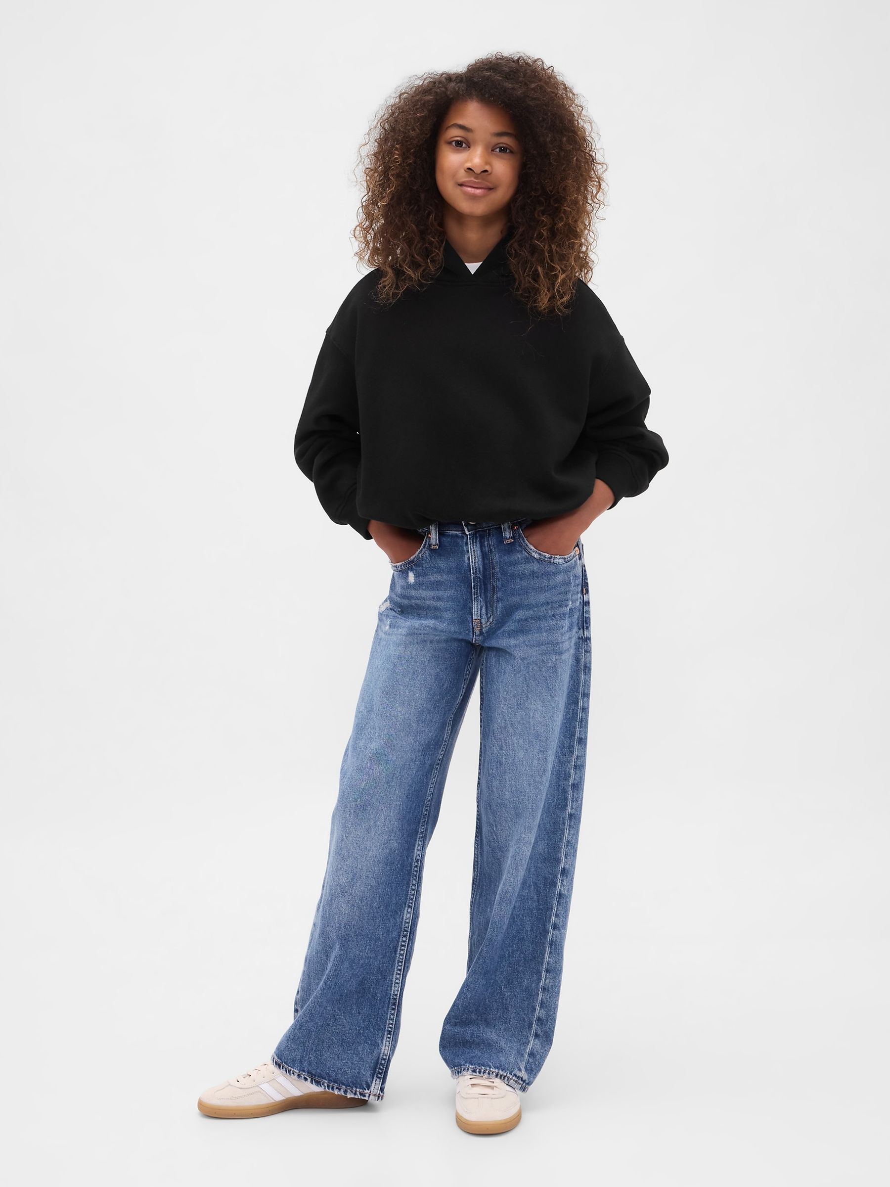 Black Oversized Vintage Soft Bubble Hoodie (4-13yrs) - Image 3 of 5