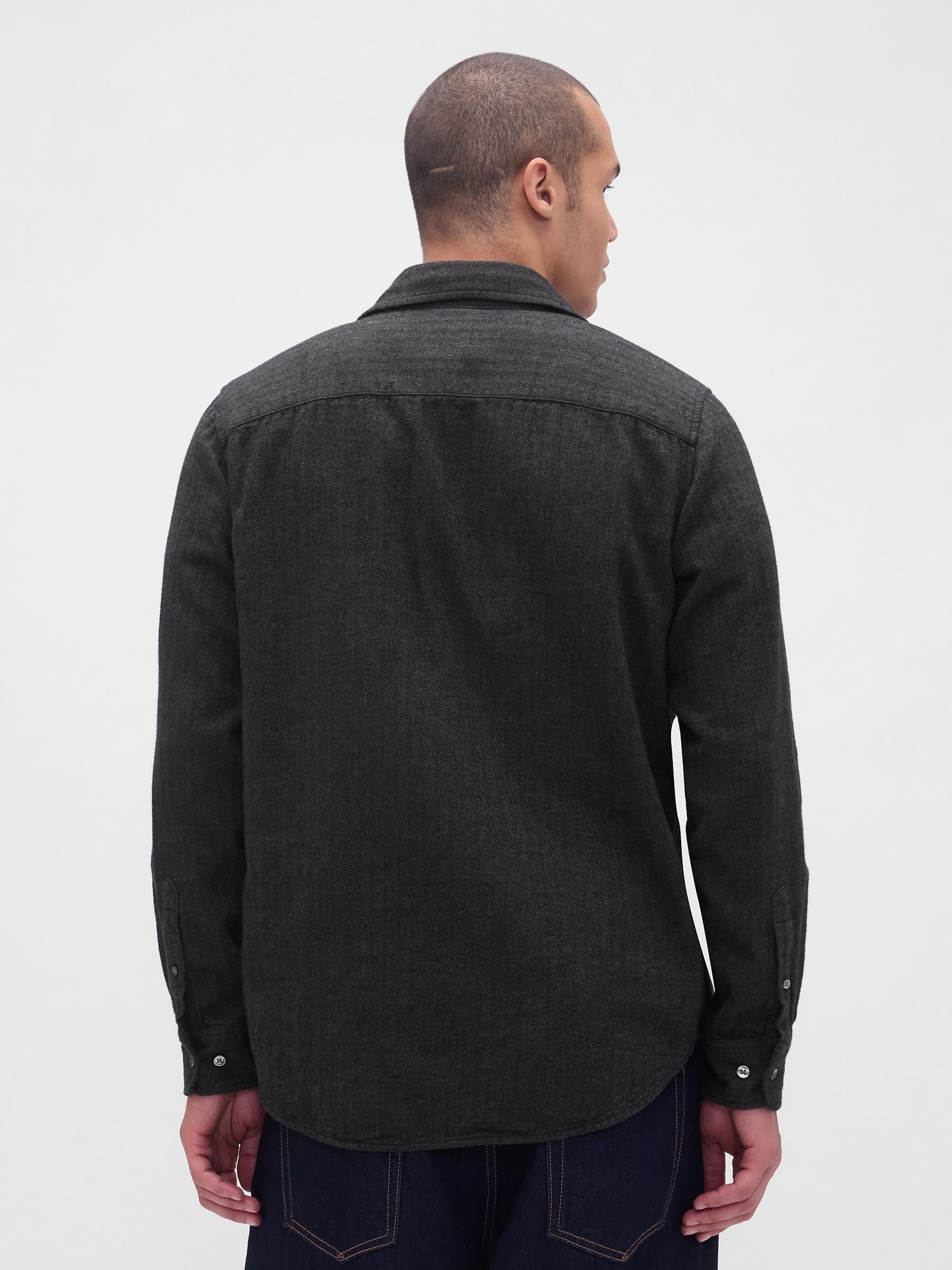 Grey Cotton Relaxed Flannel Shirt - Image 2 of 4