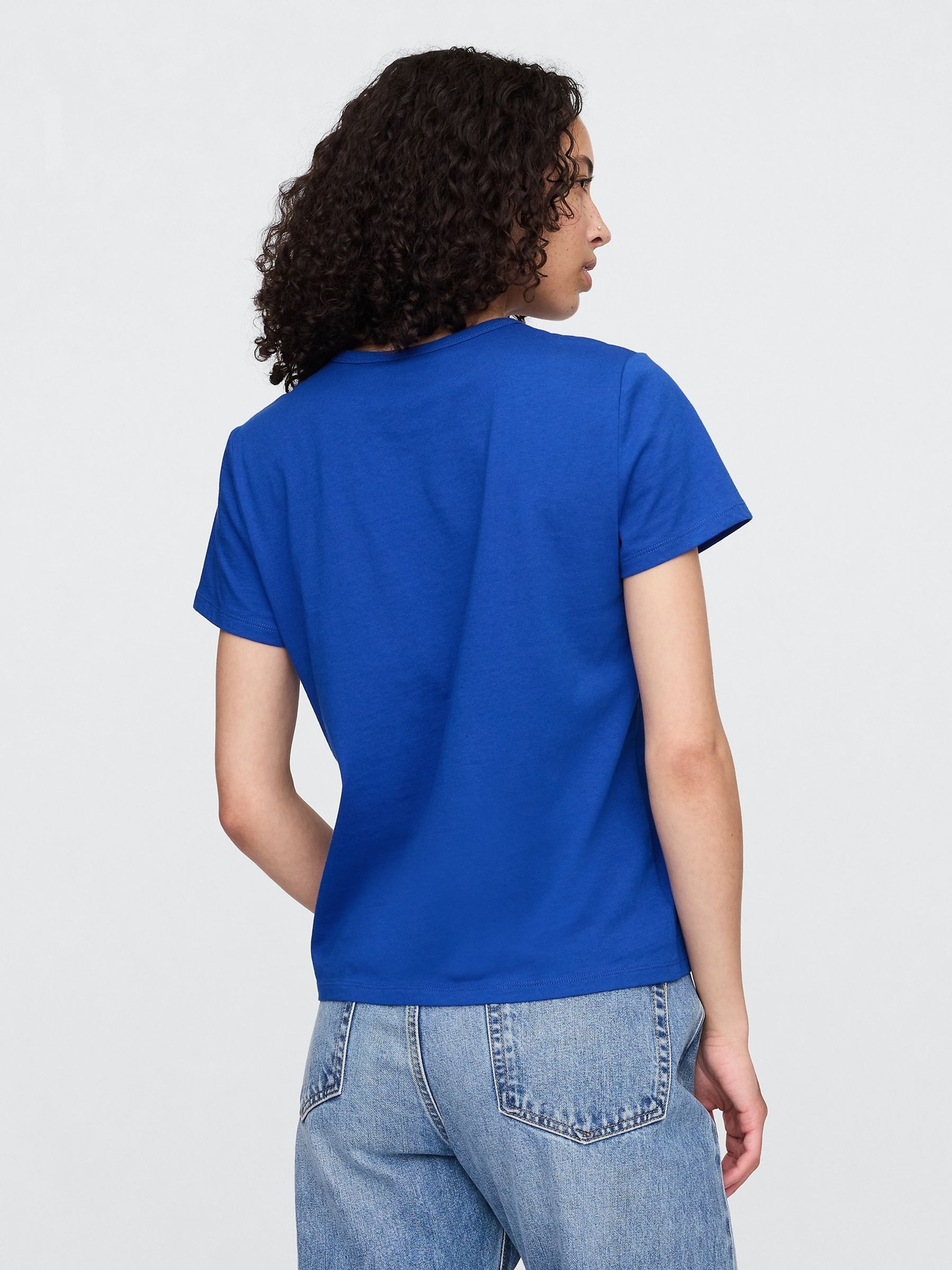 Blue Crew Neck Favourite Cotton Short Sleeve T-Shirt - Image 2 of 5 Blue Crew Neck Favourite Cotton Short Sleeve T-Shirt - Image 2 of 5