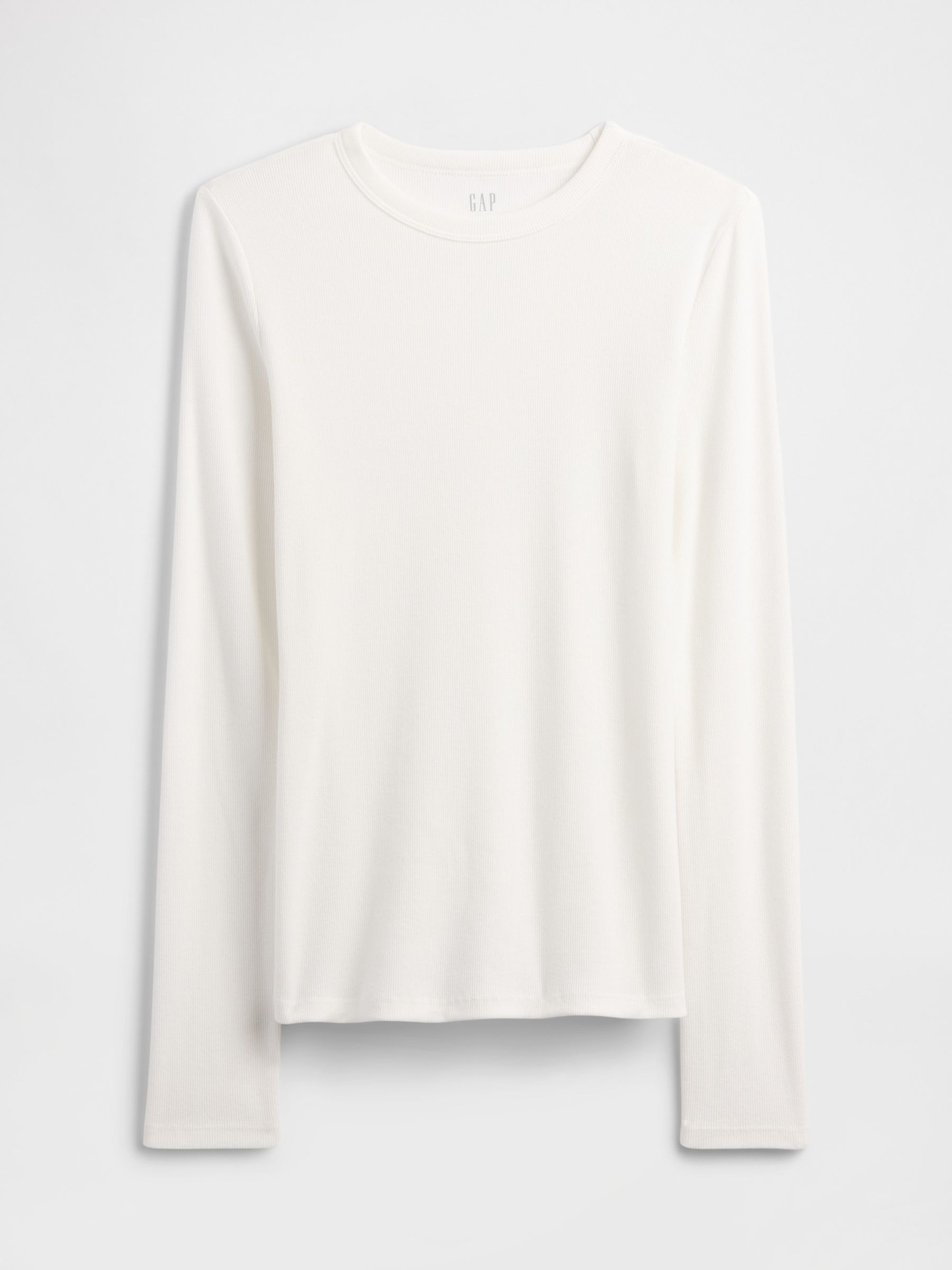 White Long Sleeve Ribbed T-Shirt - Image 5 of 5
