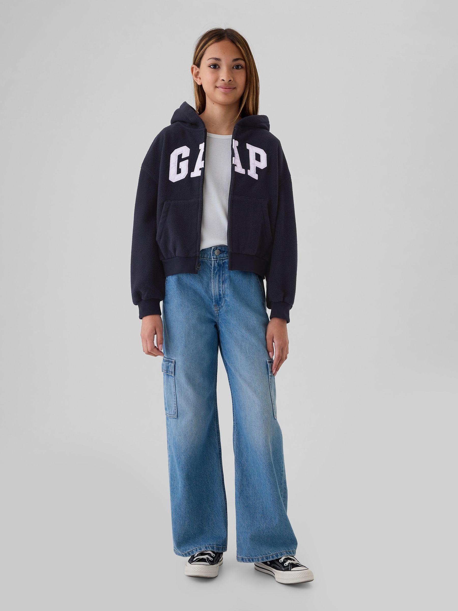 Navy Blue Arch Logo Zip Hoodie - Image 3 of 4