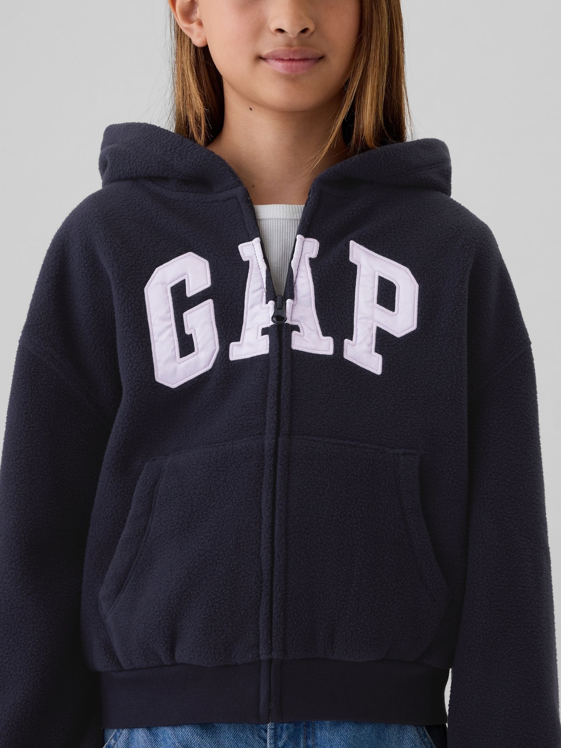 Navy Blue Arch Logo Zip Hoodie - Image 4 of 4 Navy Blue Arch Logo Zip Hoodie - Image 4 of 4
