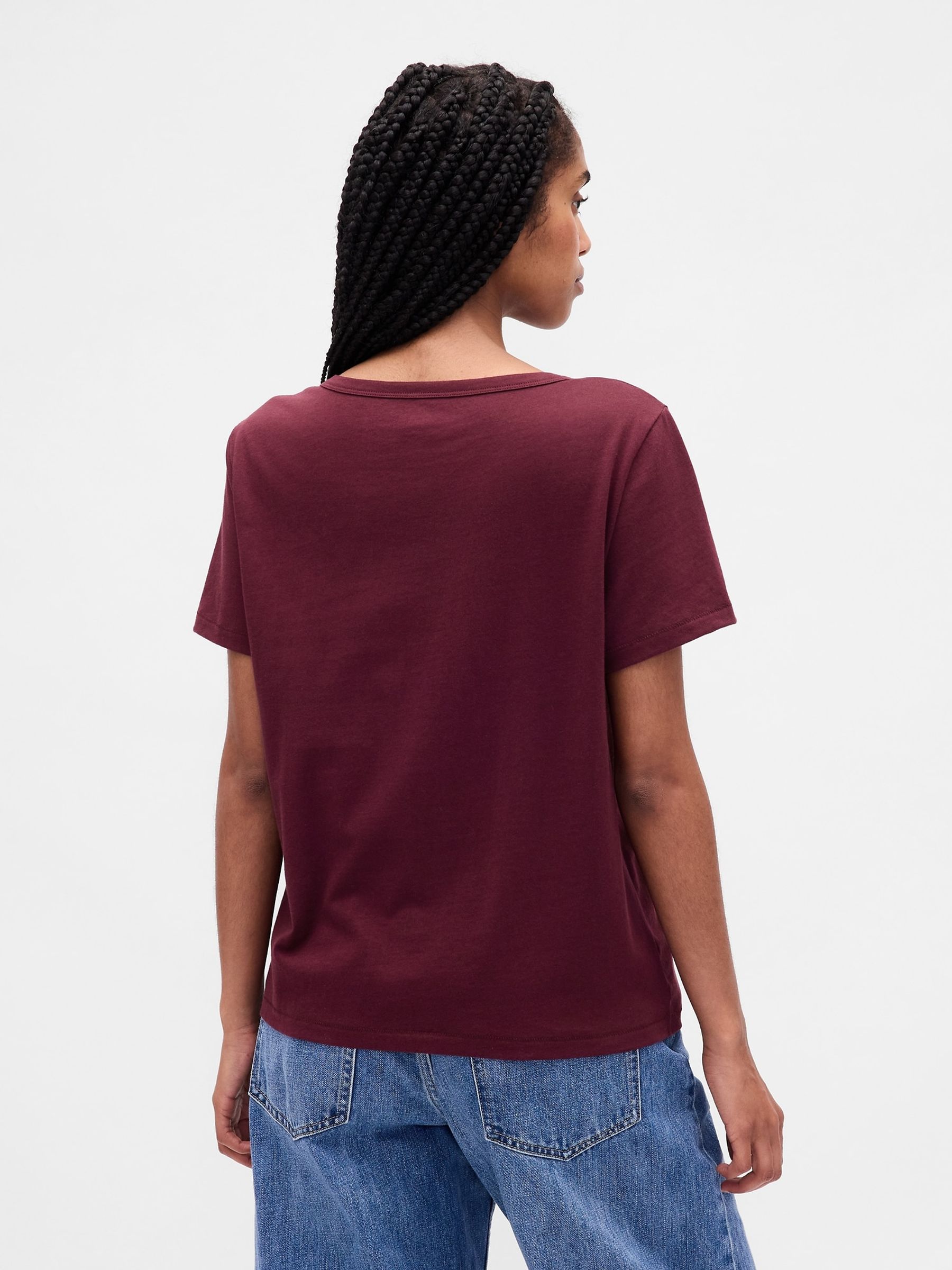 Red Vintage Soft V-Neck Short Sleeve T-Shirt - Image 2 of 4