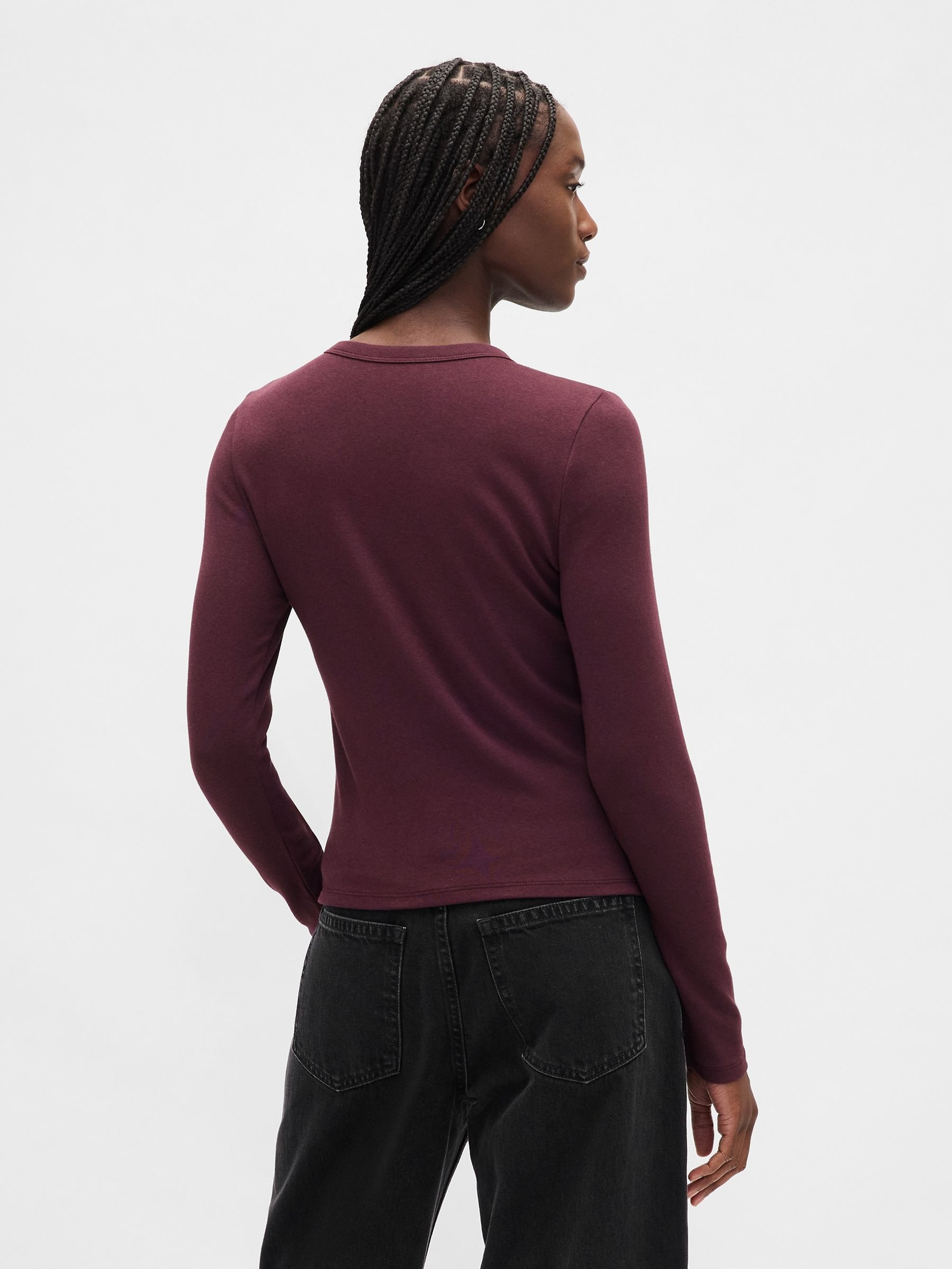 Burgundy Red Modern Crew Neck Cardigan - Image 2 of 4