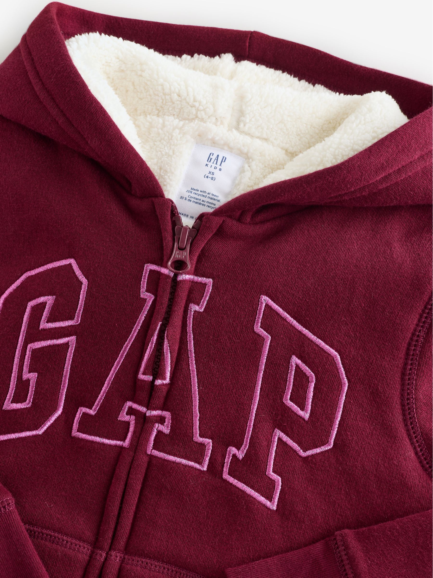 Red Logo Sherpa Zip Hoodie (4-13yrs) - Image 3 of 5