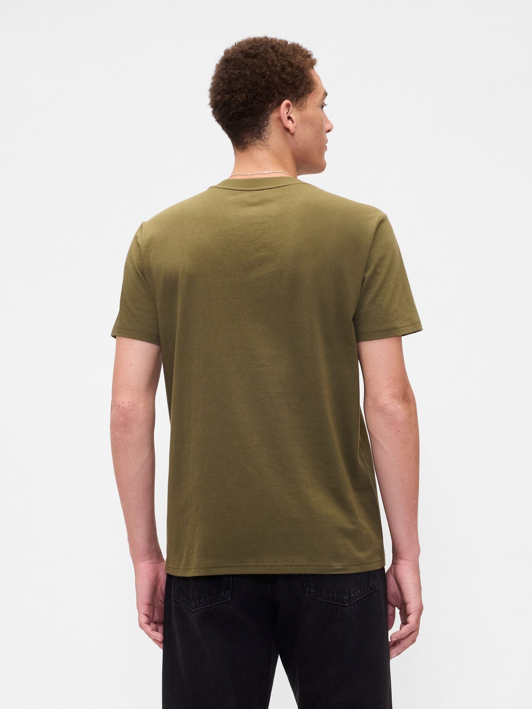 Green Pocket Crew Neck Short Sleeve T-Shirt - Image 2 of 4 Green Pocket Crew Neck Short Sleeve T-Shirt - Image 2 of 4