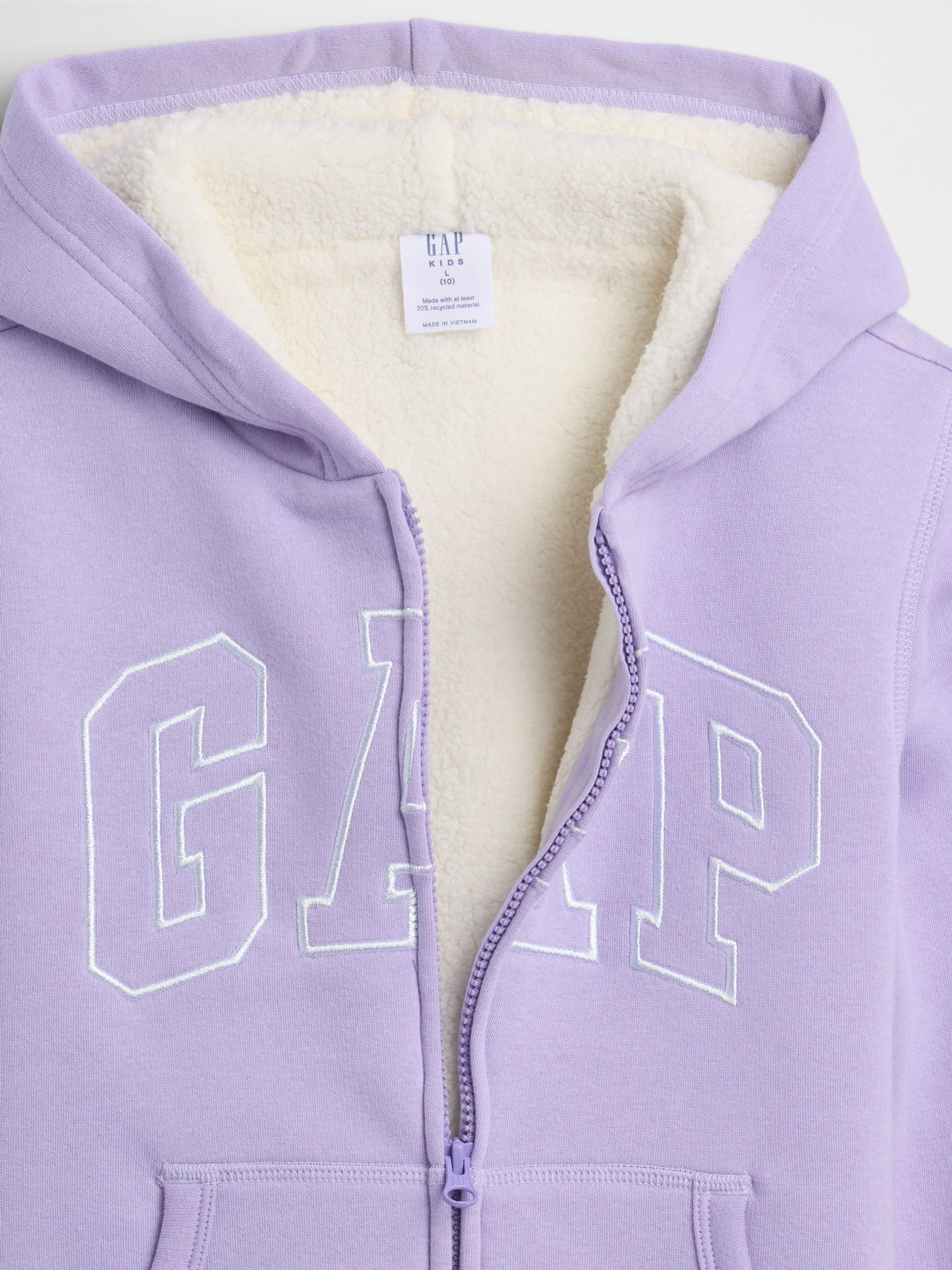Purple Logo Sherpa-Lined Zip Up Hoodie | Gap