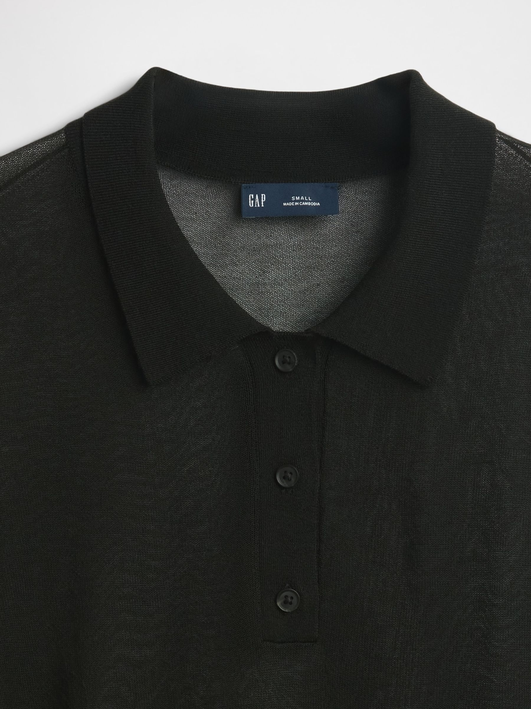 Black Gap Sheer Crop Polo Jumper - Image 4 of 4 Black Gap Sheer Crop Polo Jumper - Image 4 of 4