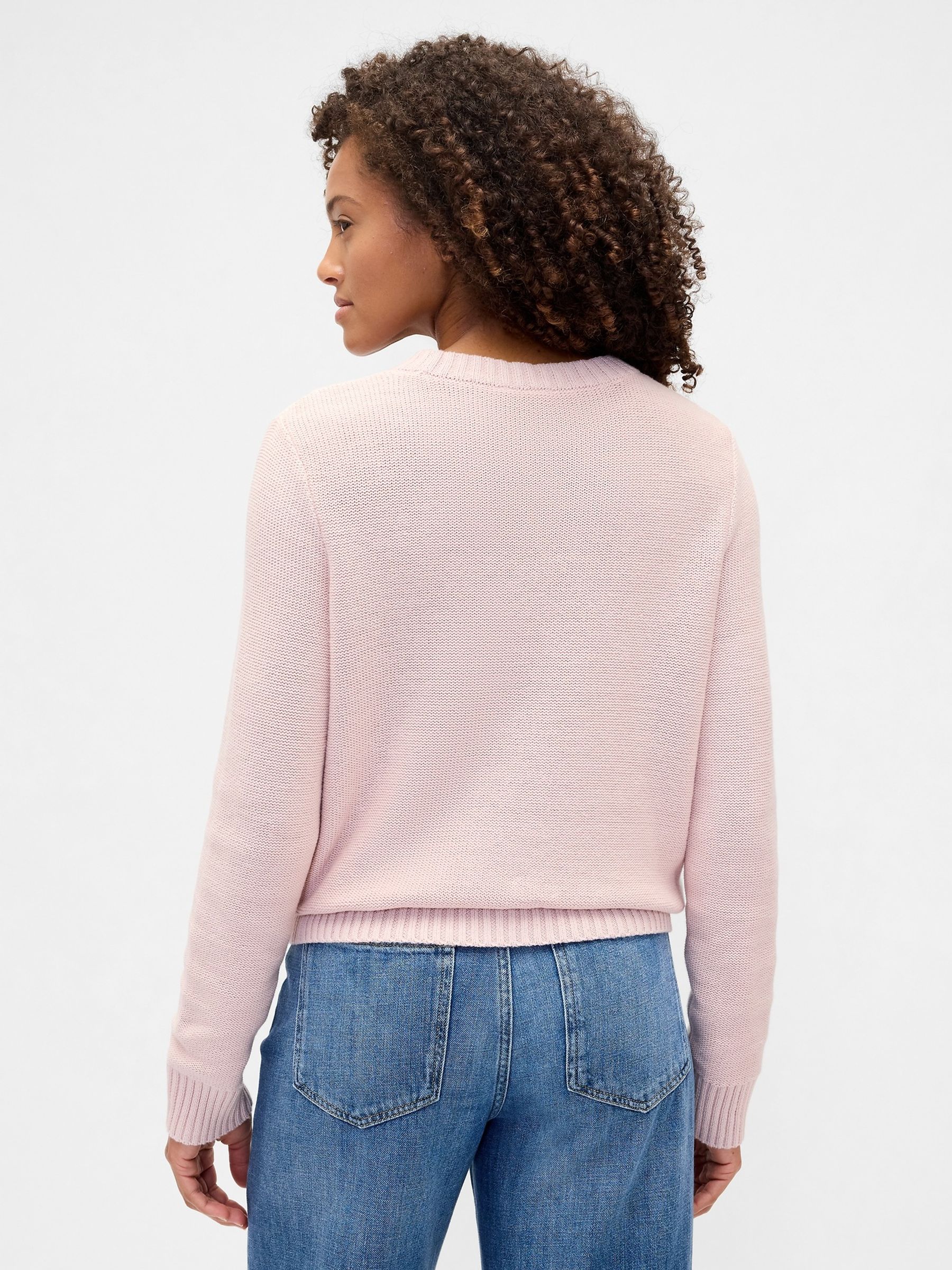 Pink Cotton Cable Knit Sweatshirt - Image 2 of 5