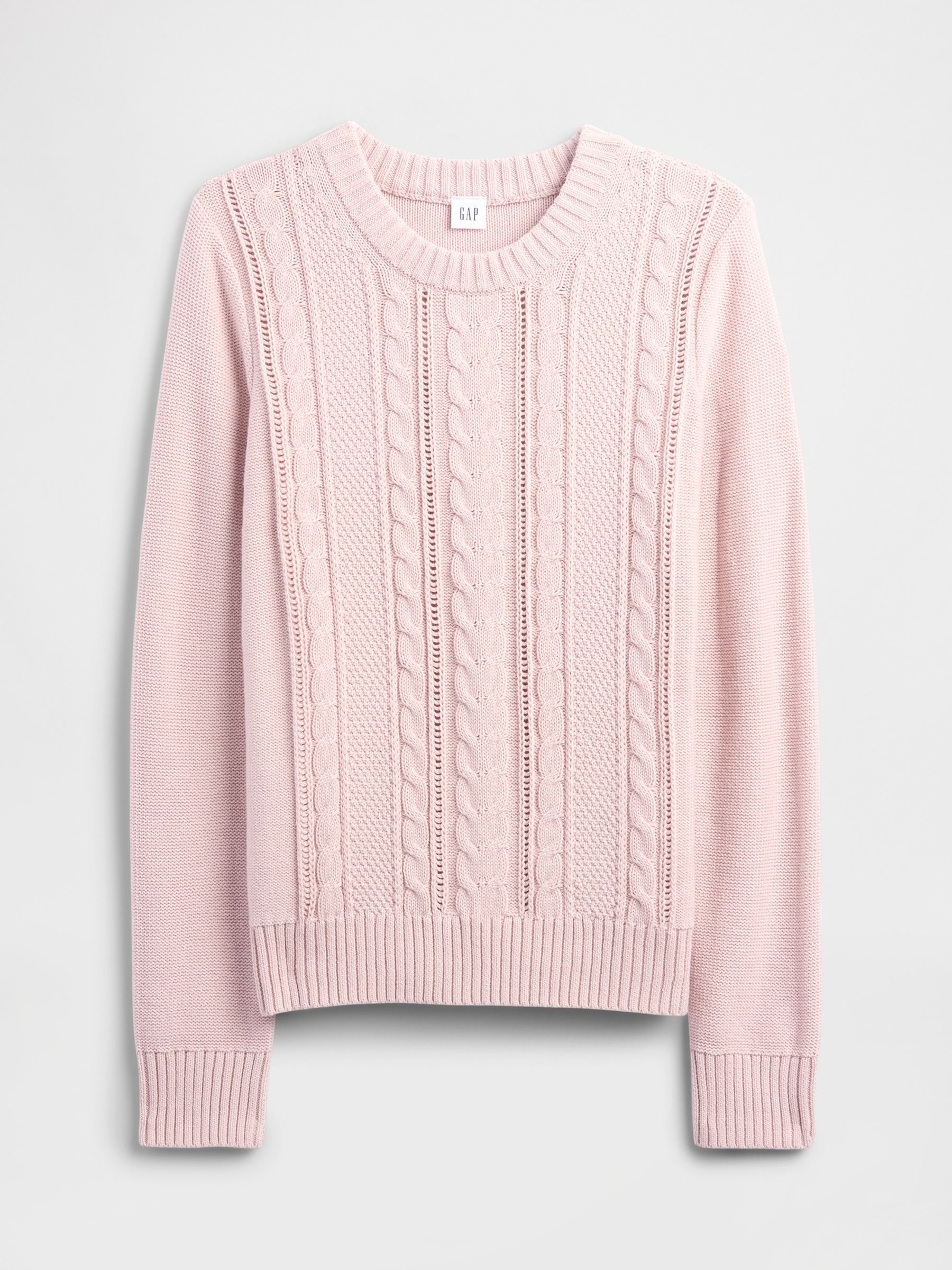 Pink Cotton Cable Knit Sweatshirt - Image 4 of 5