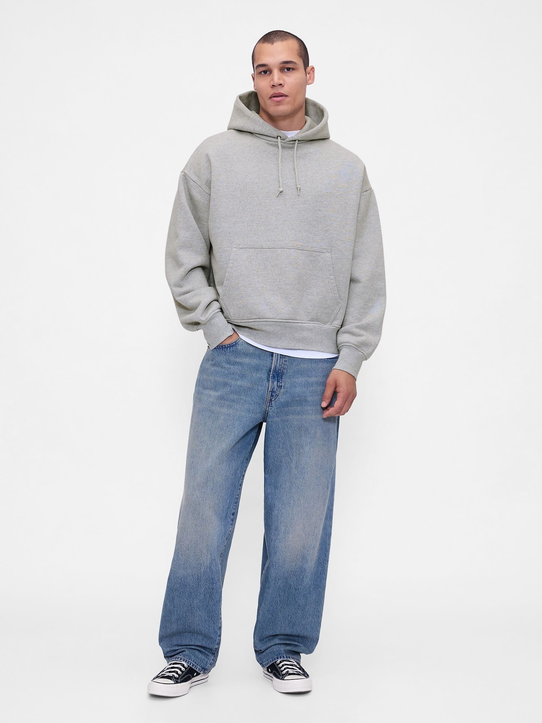 Light Grey Extra Heavyweight French Terry Hoodie - Image 3 of 4