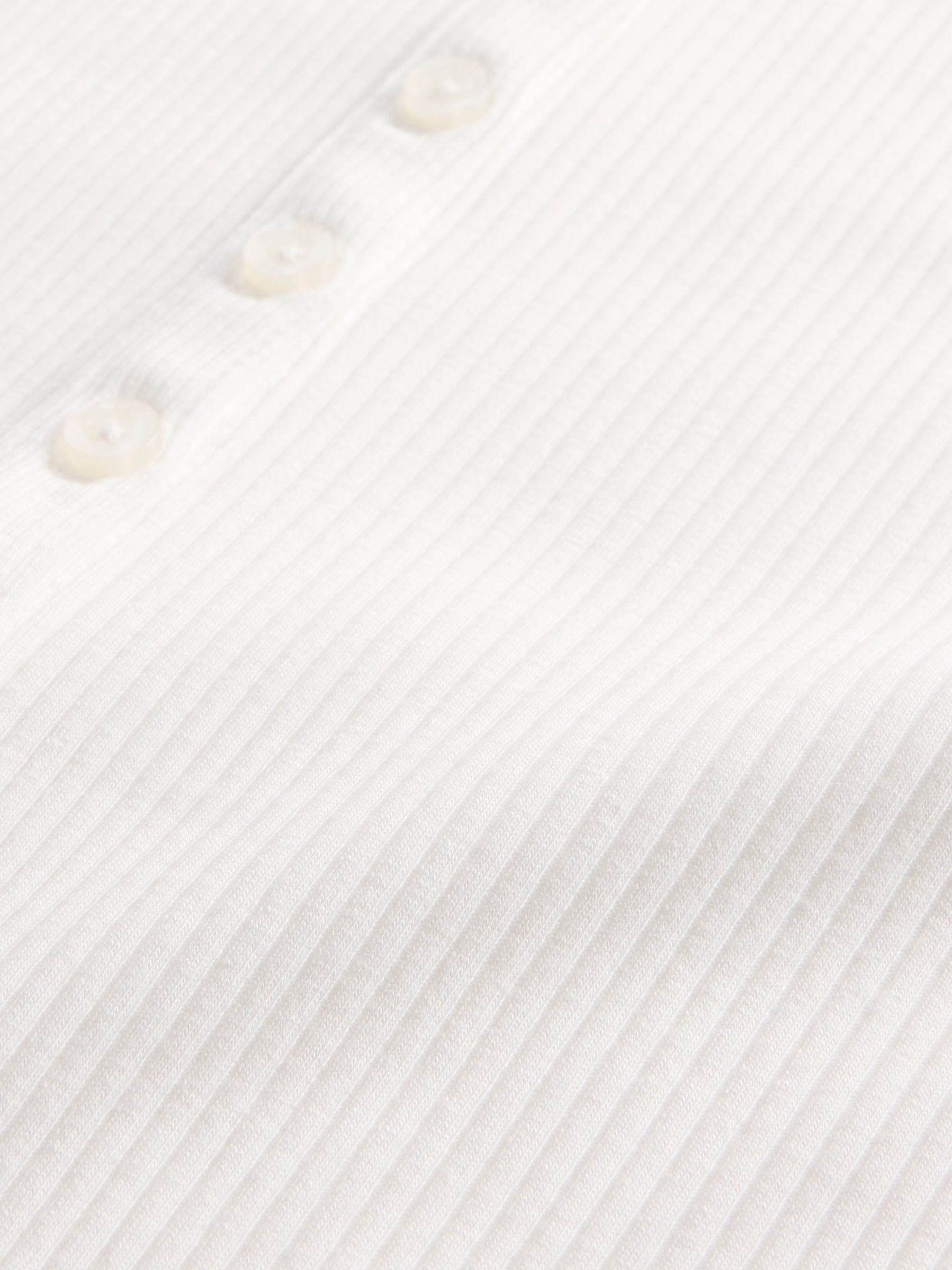 White Modern Rib Long Sleeve Henley T-Shirt - Image 4 of 4
