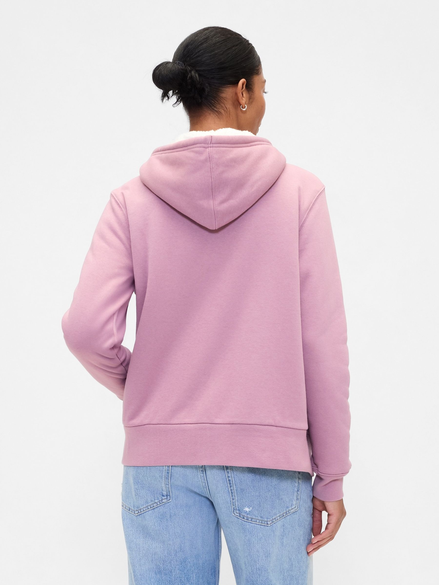 Pink Relaxed Logo Sherpa-Lined Zip Hoodie - Image 2 of 4