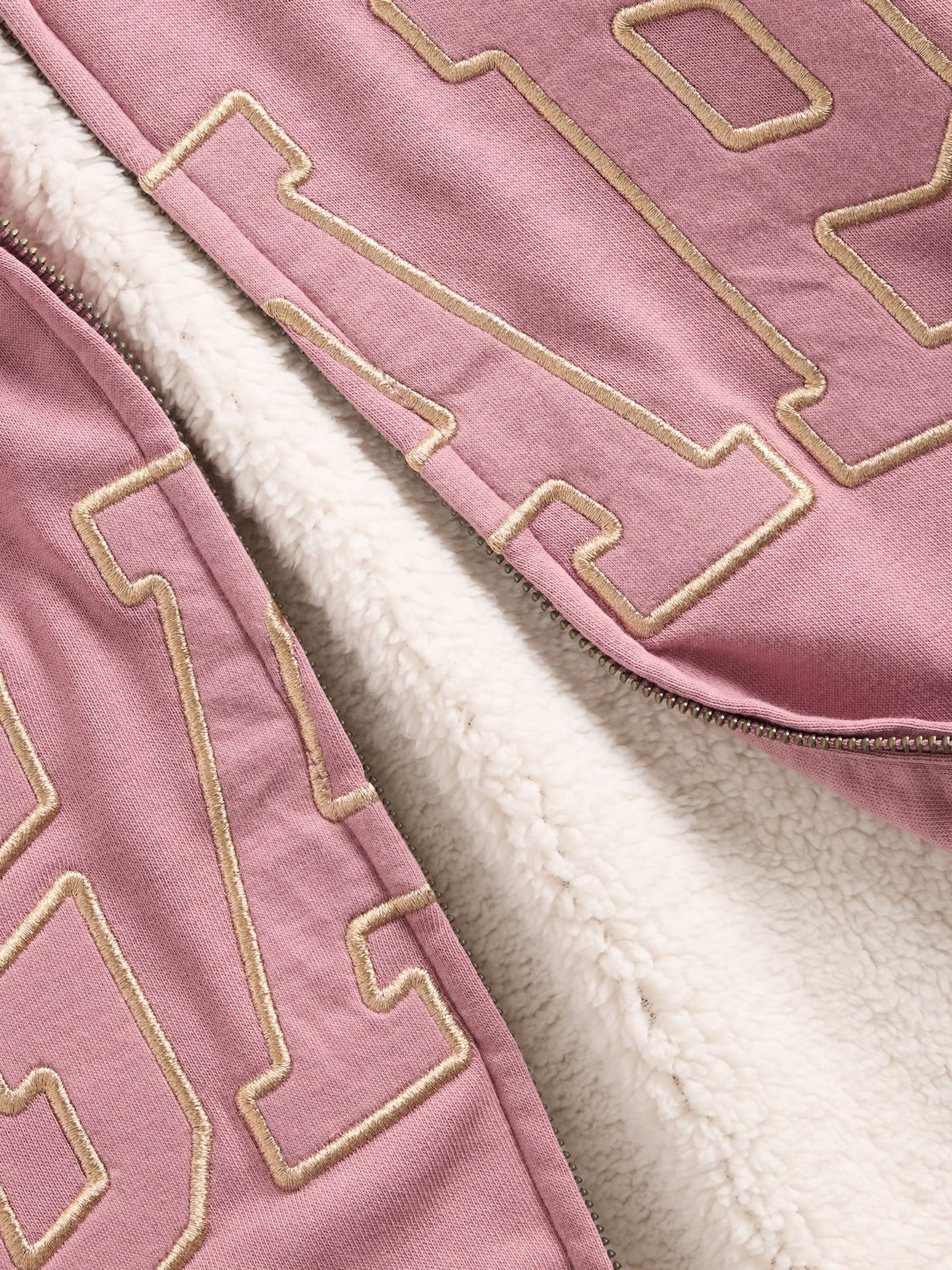 Pink Relaxed Logo Sherpa-Lined Zip Hoodie - Image 4 of 4