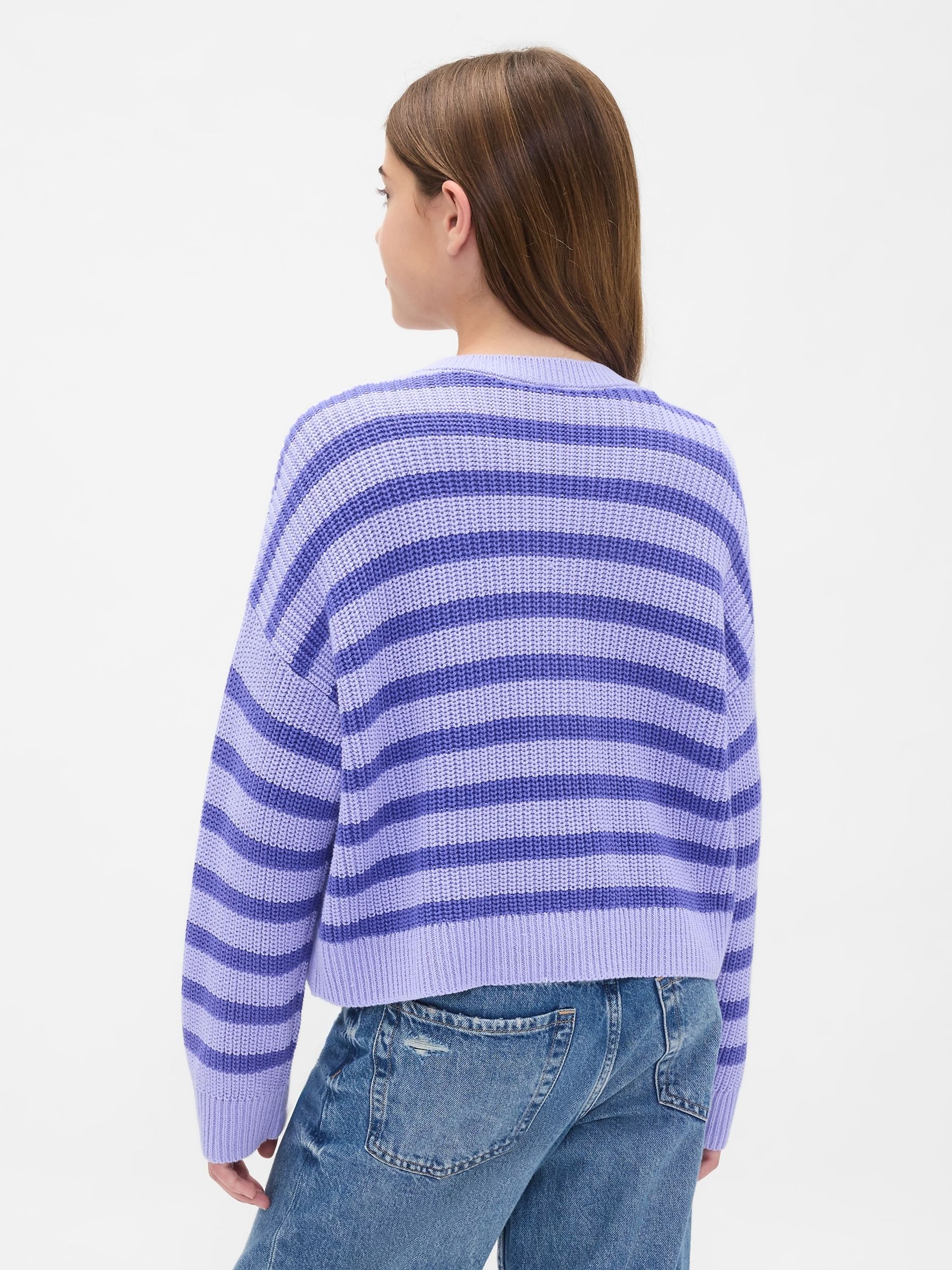 Purple Stripe Oversized Cardigan (4-13yrs) - Image 2 of 5 Purple Stripe Oversized Cardigan (4-13yrs) - Image 2 of 5