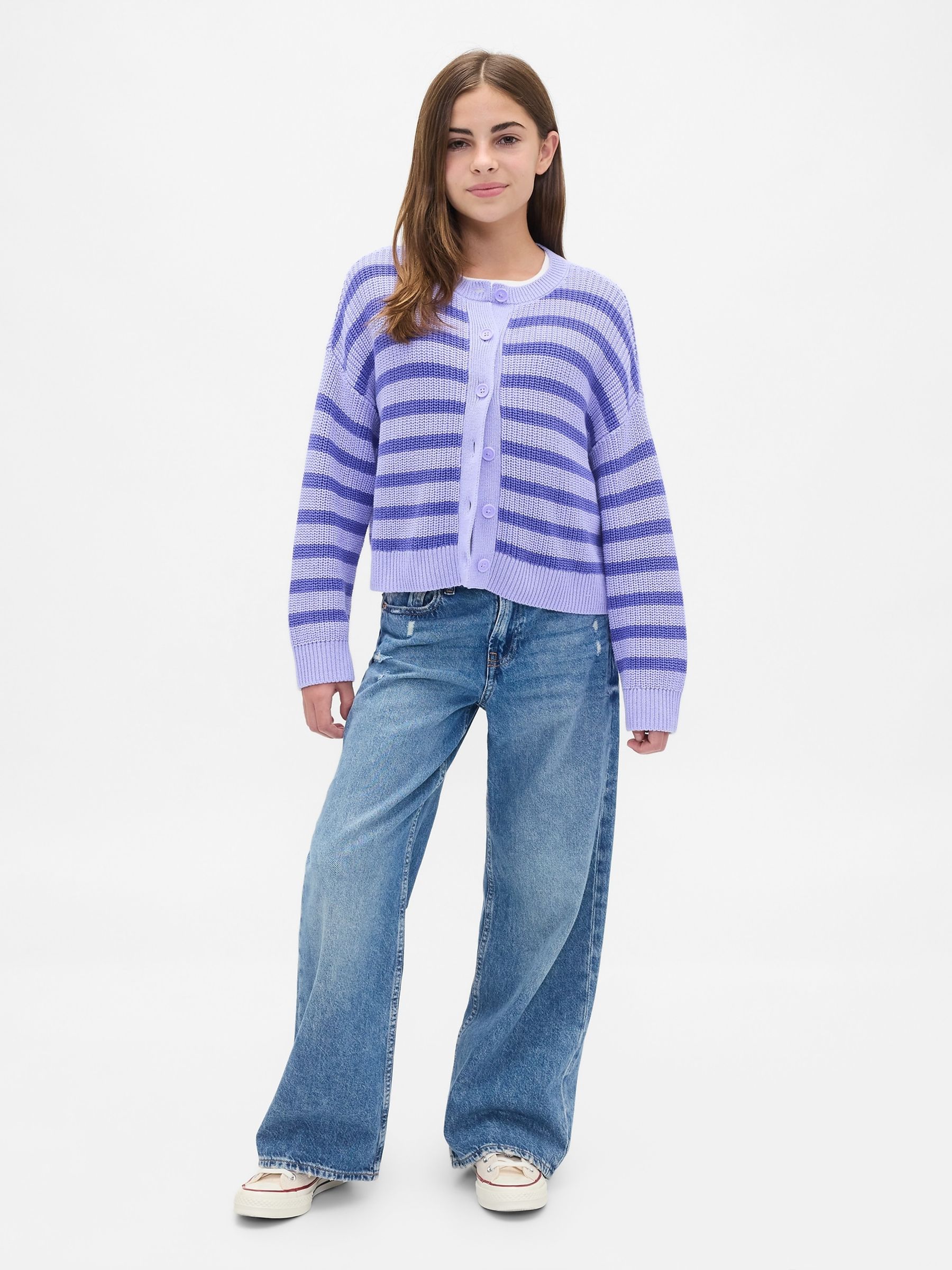 Purple Stripe Oversized Cardigan (4-13yrs) - Image 3 of 5