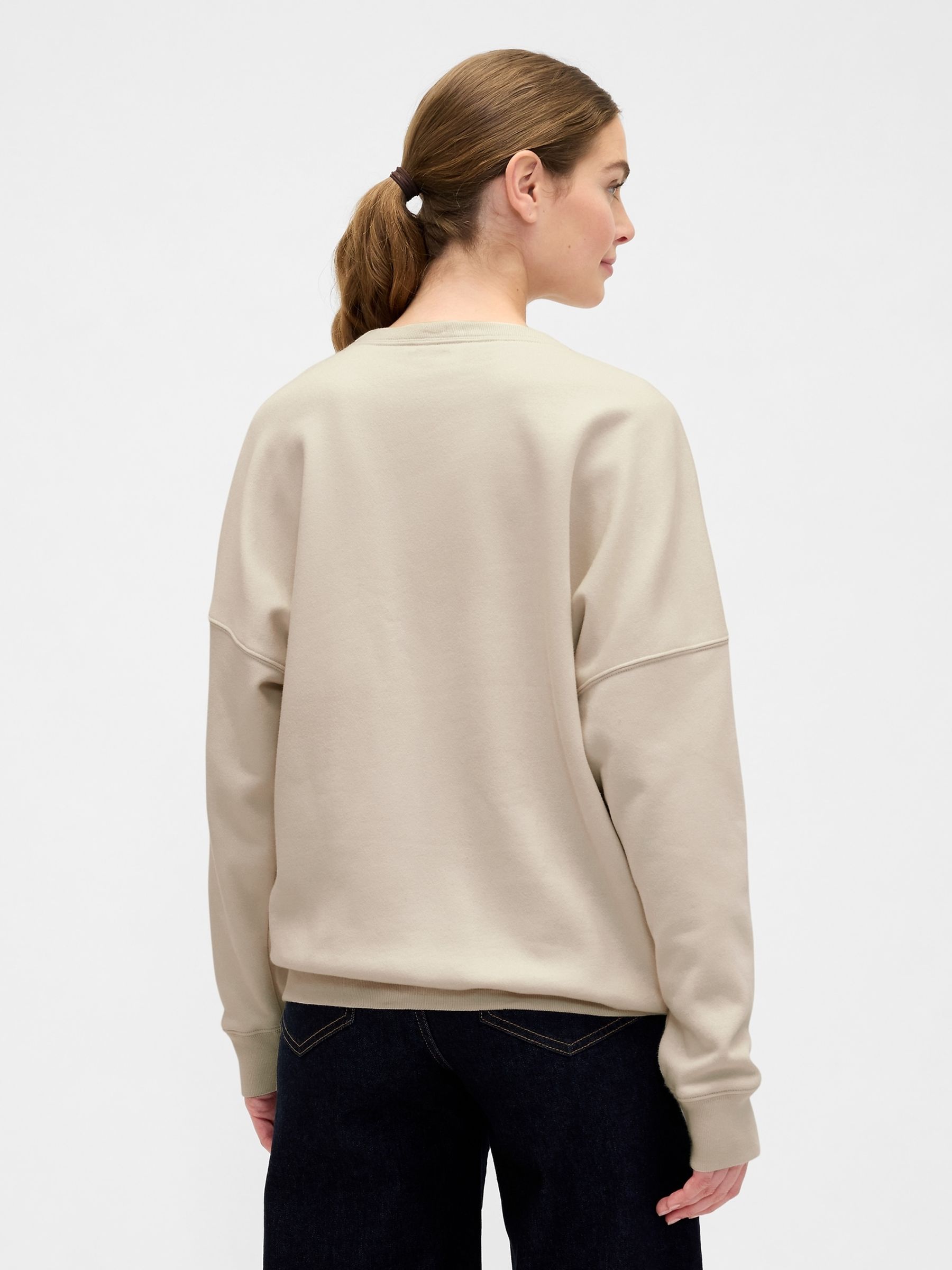 Cream Oversized Graphic Sweatshirt - Image 2 of 4