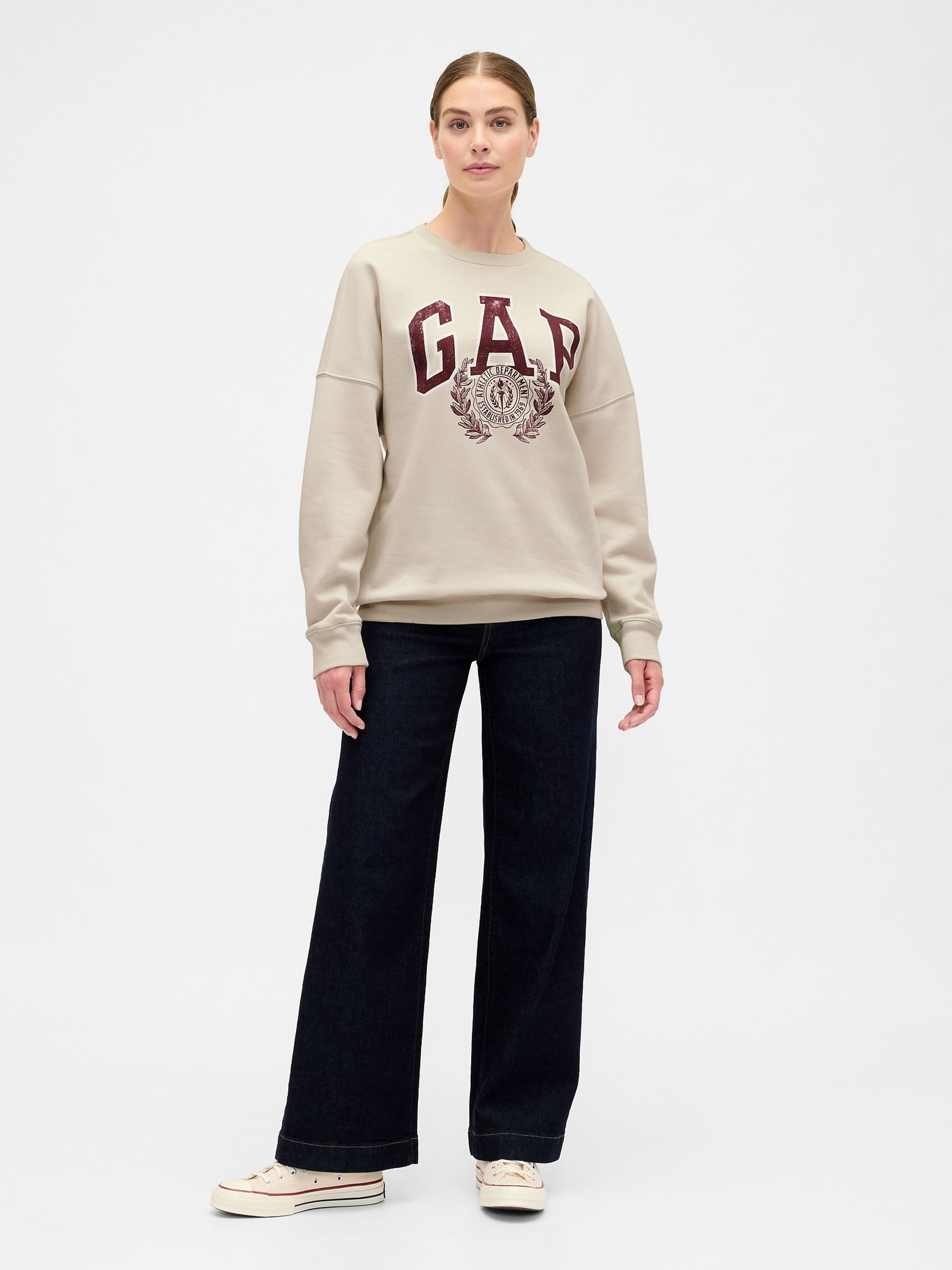 Cream Oversized Graphic Sweatshirt - Image 3 of 4