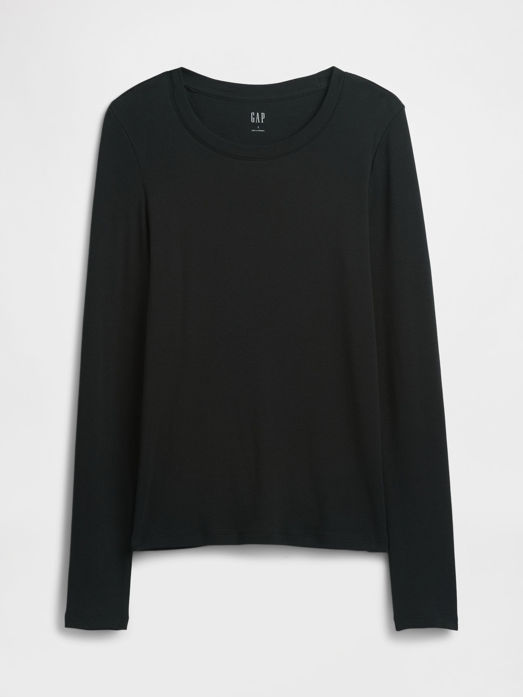 Black Long Sleeve Modern Crewneck T-Shirt - Image 5 of 5