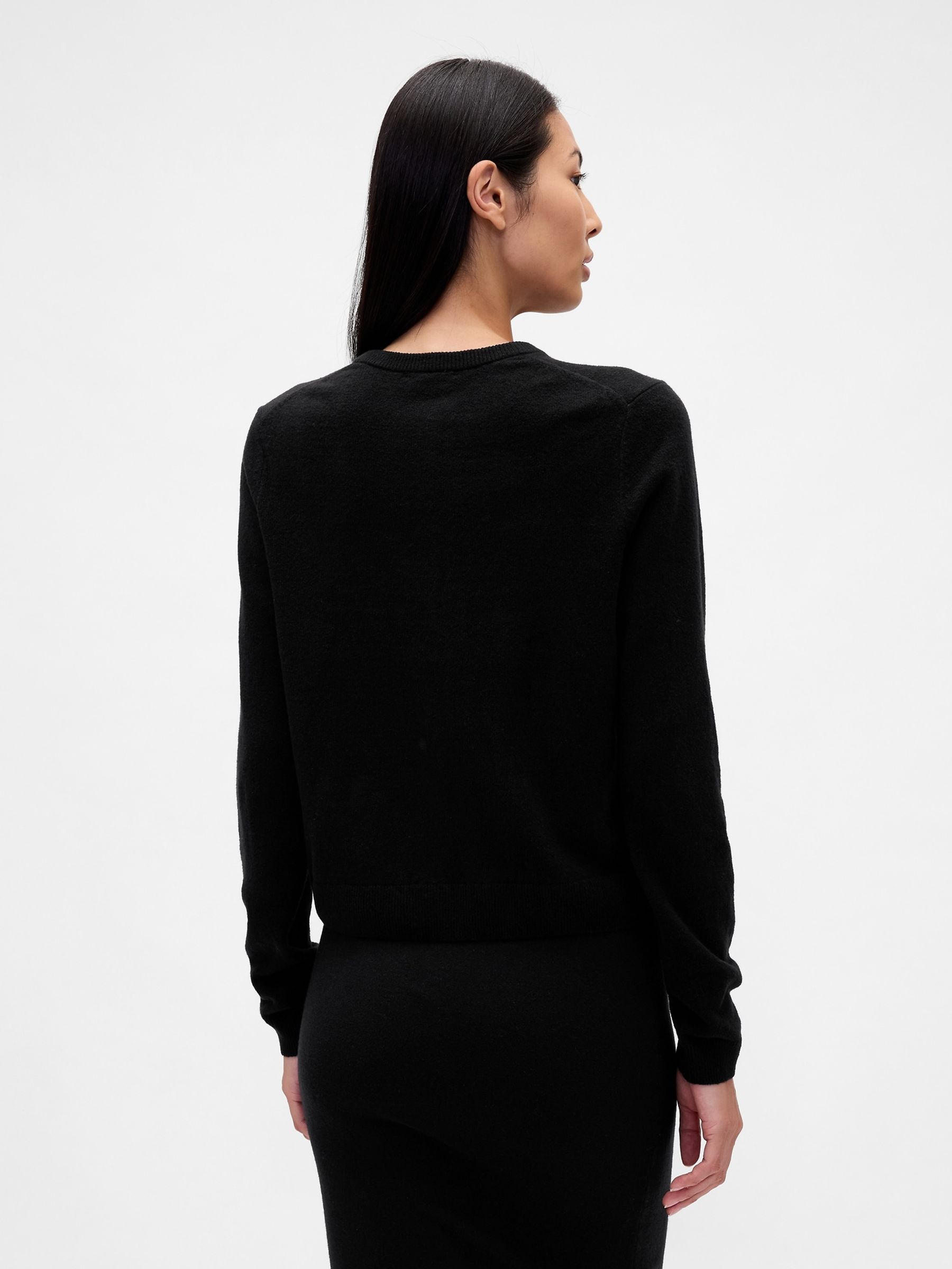 Black Soft Touch Crop Cardigan - Image 2 of 4
