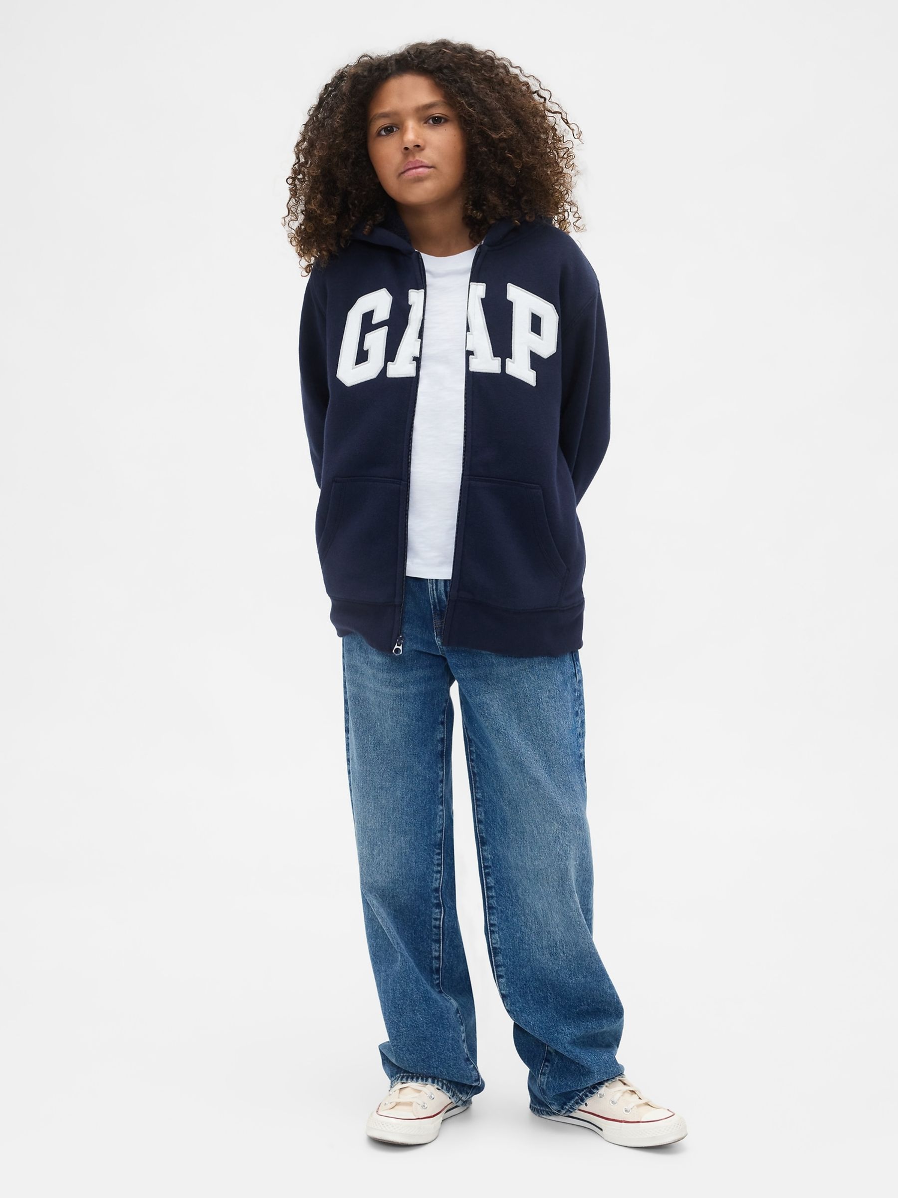 Navy Blue Logo Sherpa Zip Hoodie (4-13yrs) - Image 3 of 5