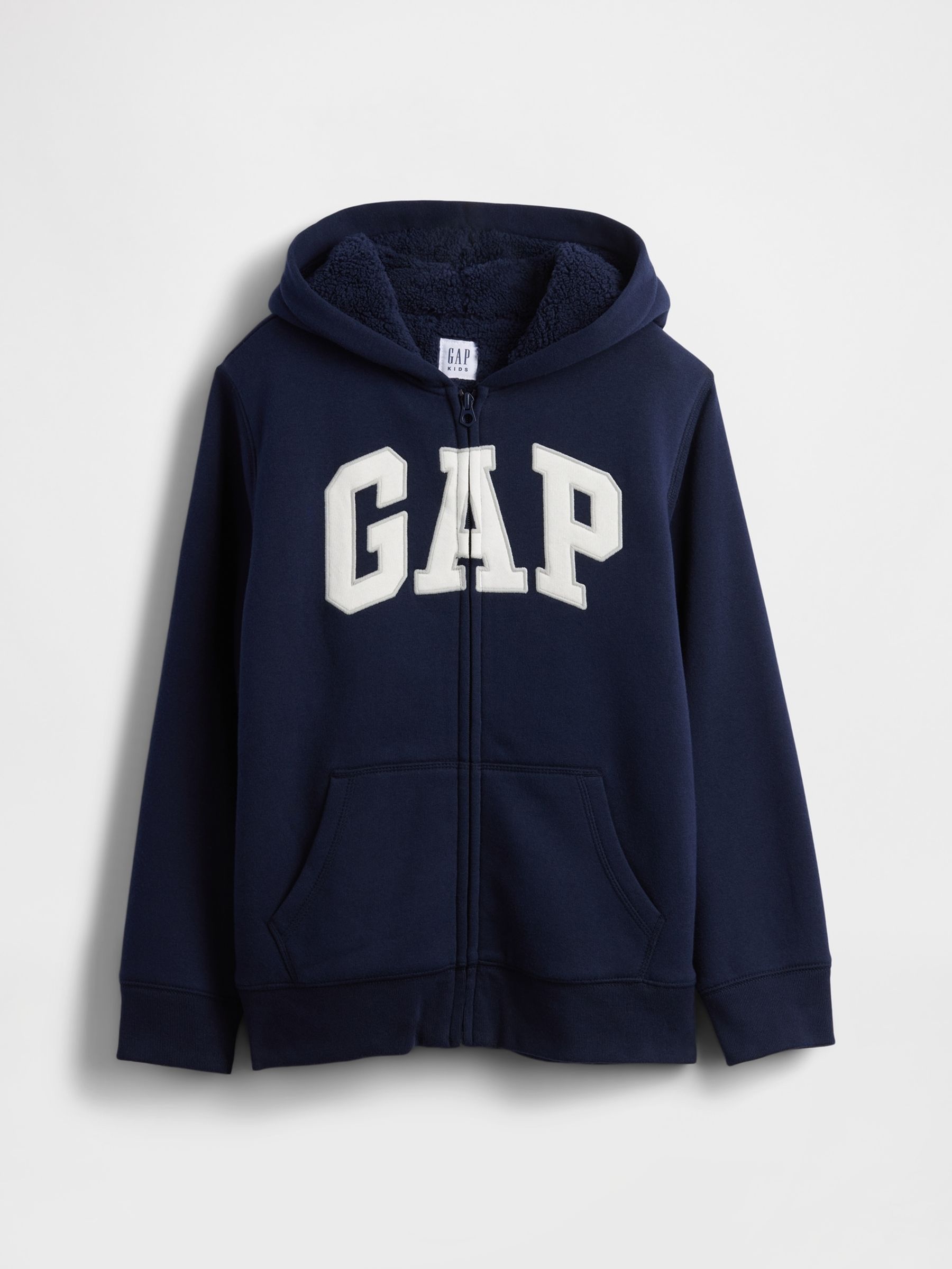Navy Blue Logo Sherpa Zip Hoodie (4-13yrs) - Image 4 of 5