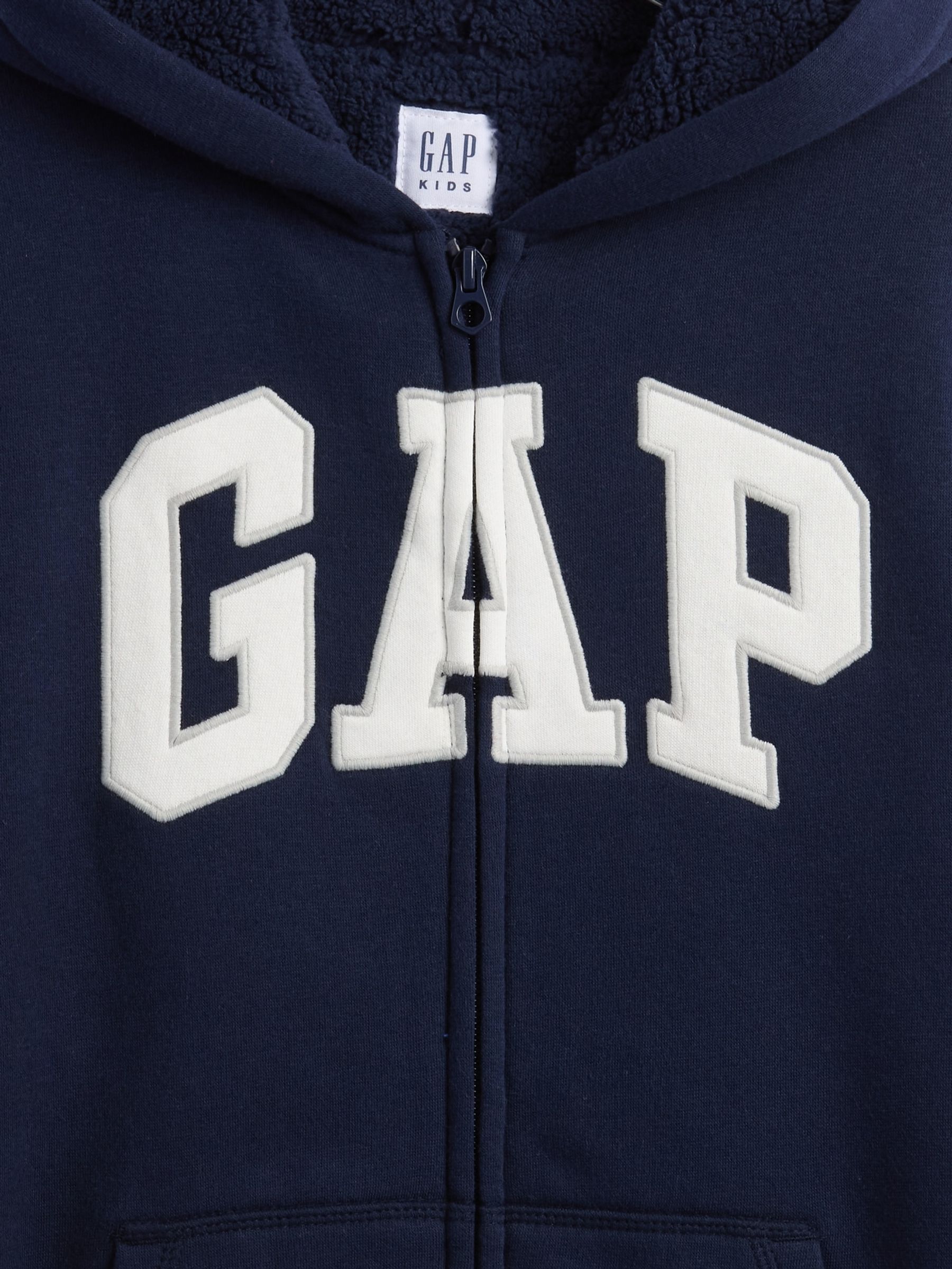 Navy Blue Logo Sherpa Zip Hoodie (4-13yrs) - Image 5 of 5