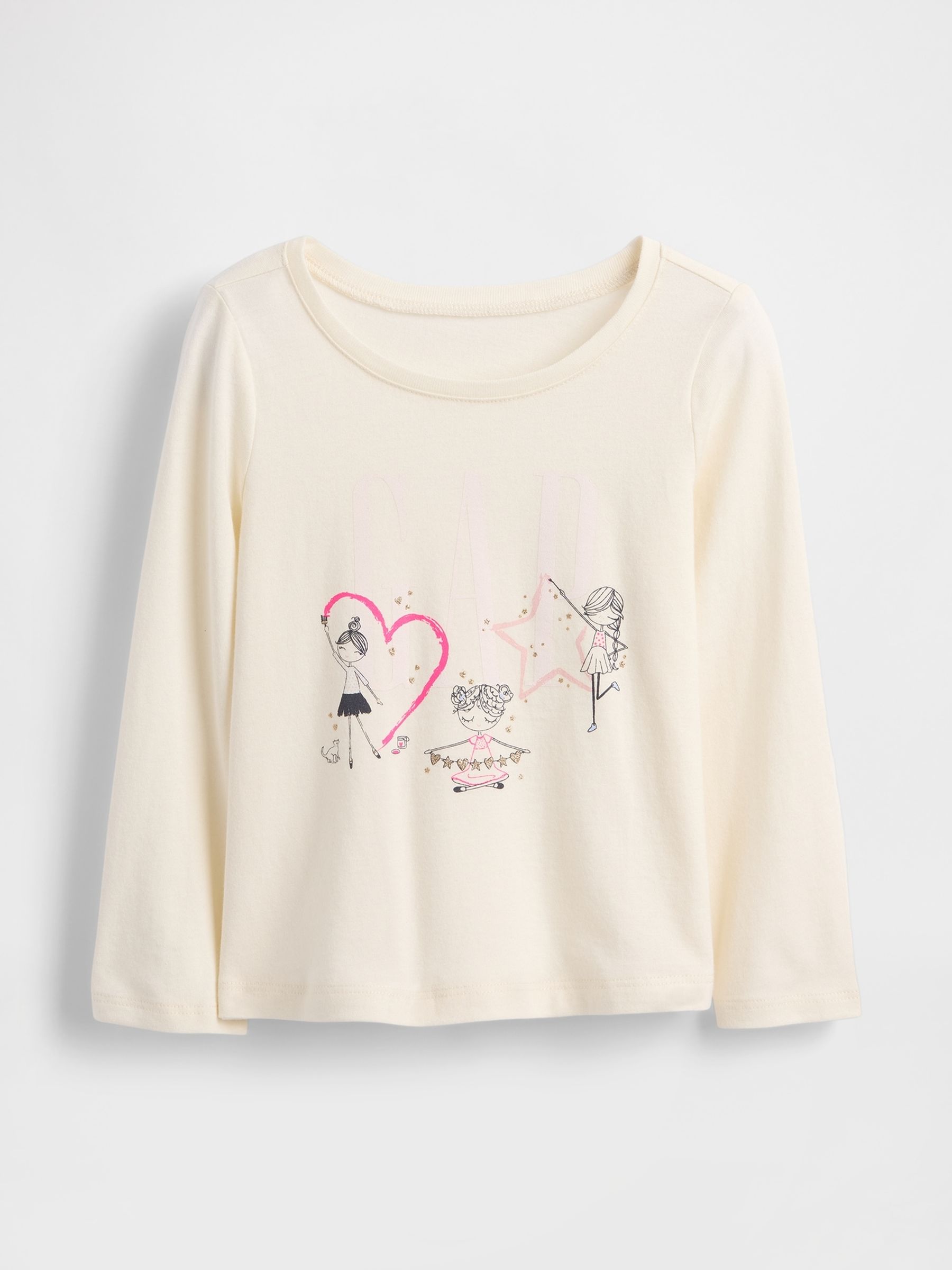 White Logo Crew Neck Long Sleeve T-Shirt (6mths-5yrs) - Image 1 of 3